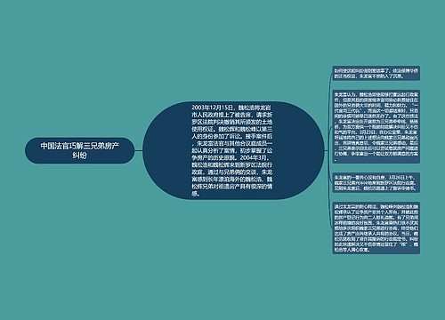 中国法官巧解三兄弟房产纠纷