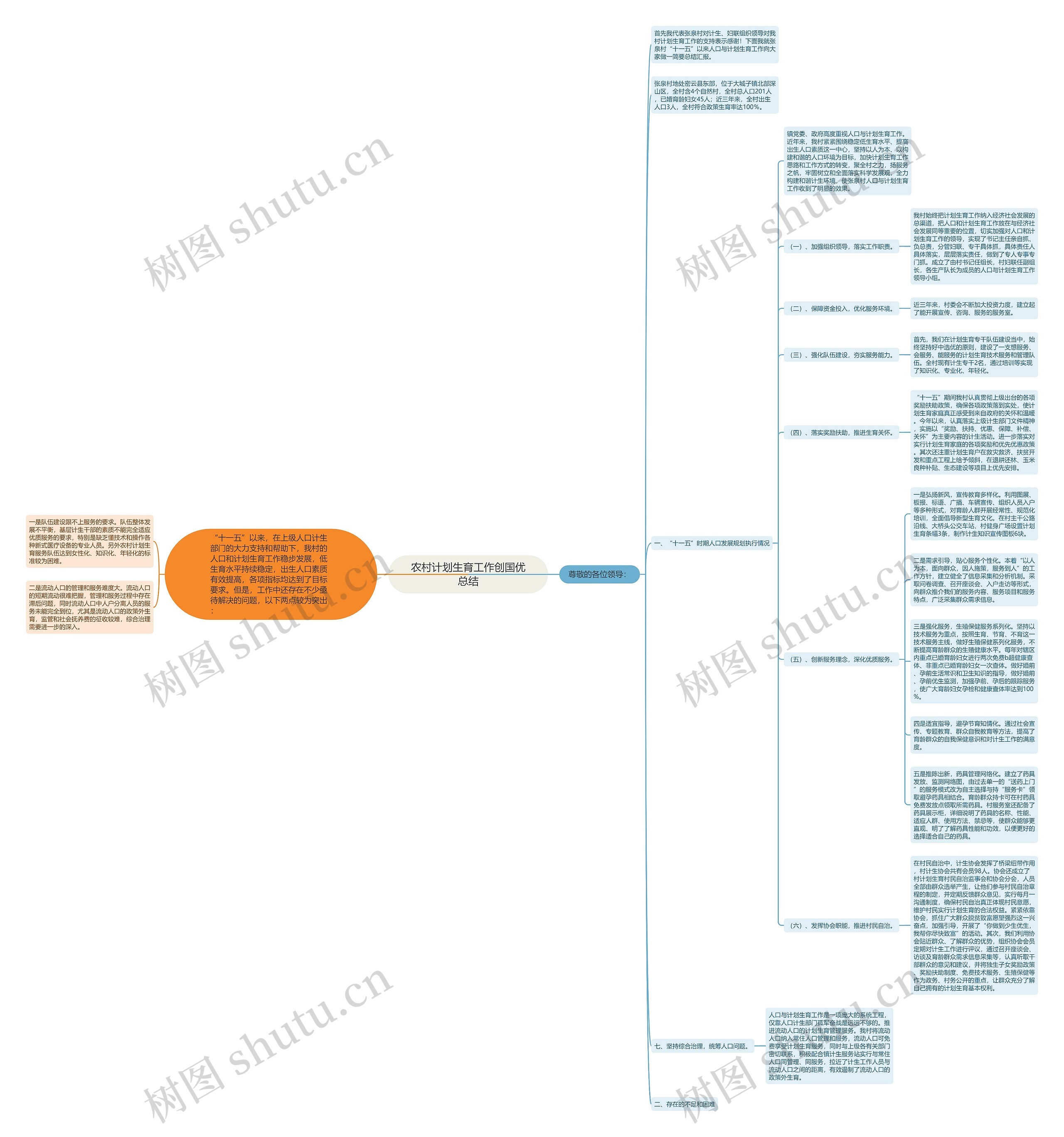 农村计划生育工作创国优总结思维导图