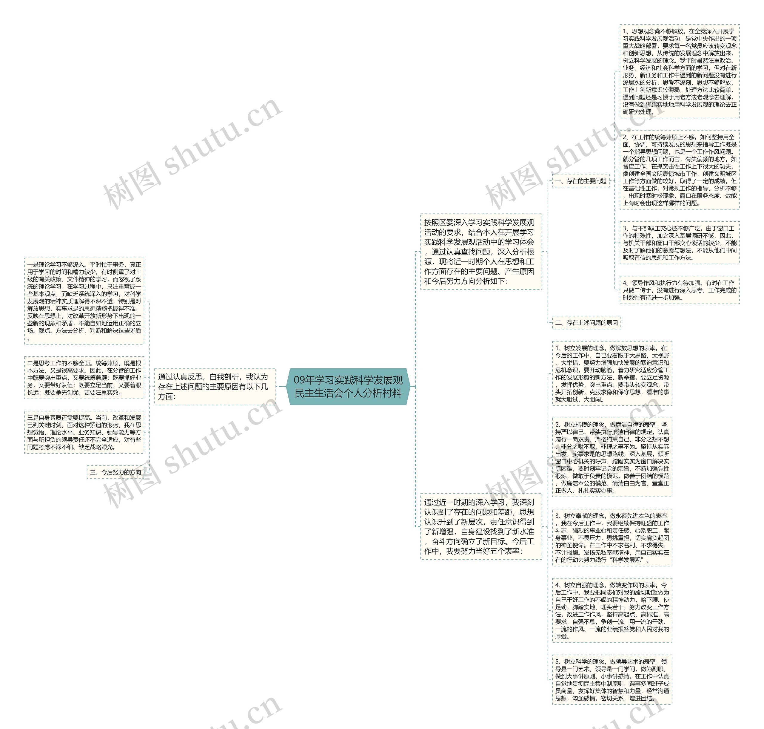 09年学习实践科学发展观民主生活会个人分析村料思维导图