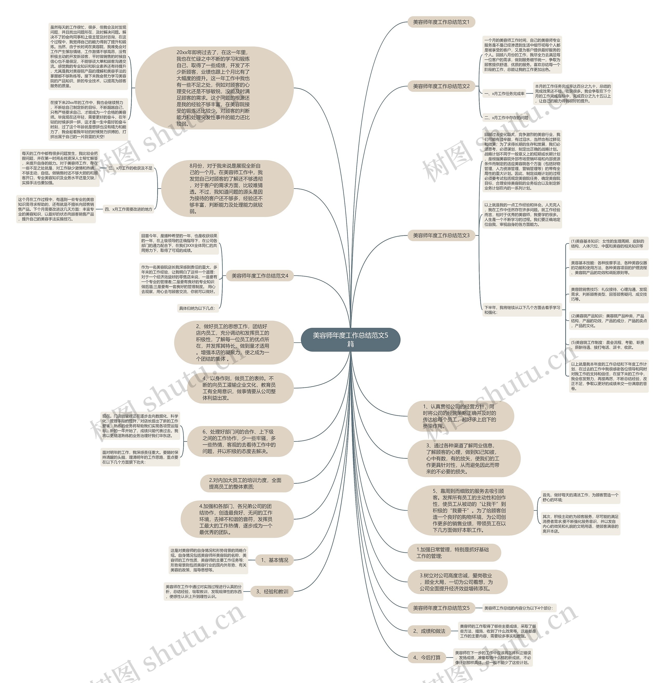 美容师年度工作总结范文5篇思维导图