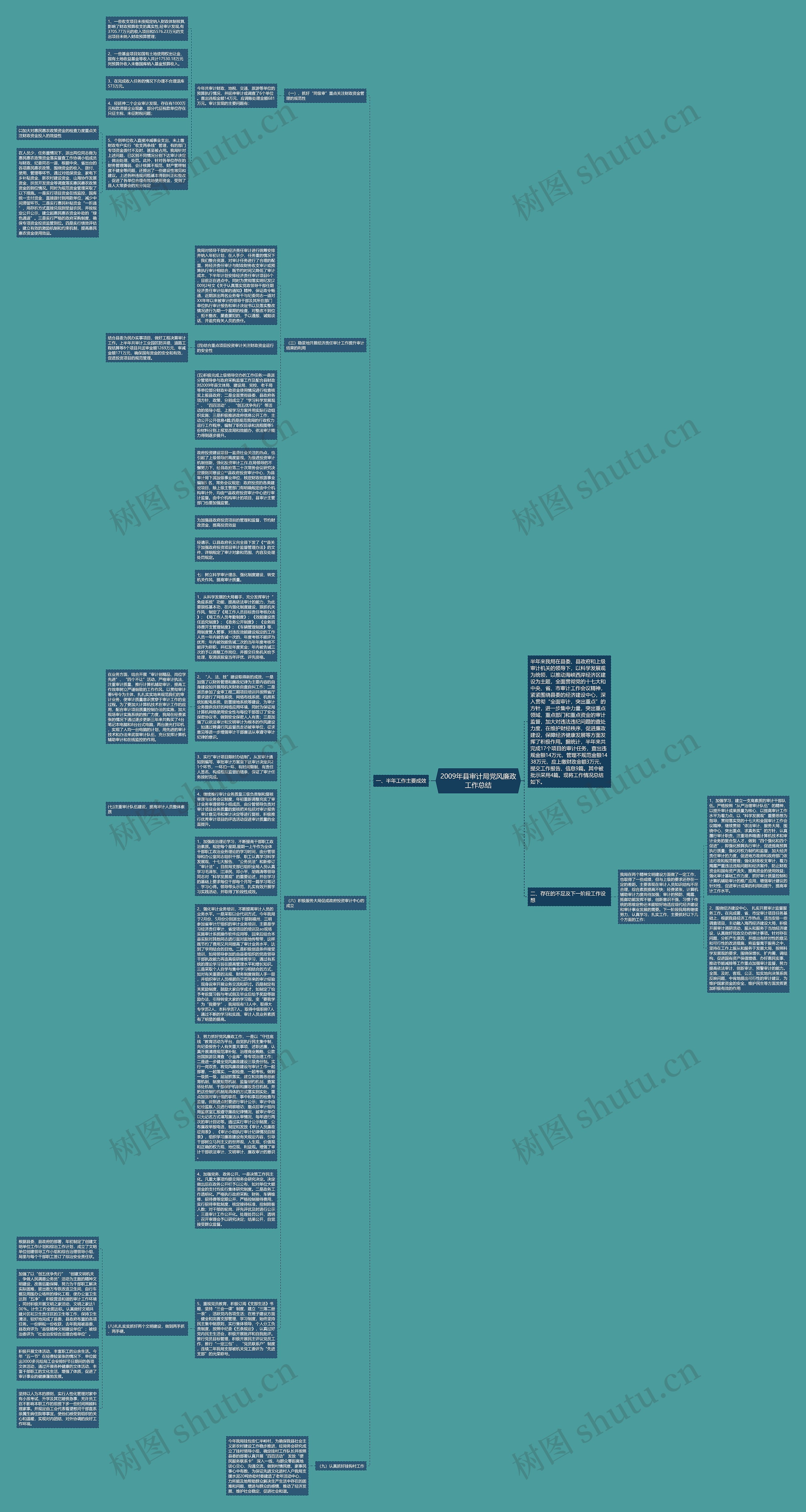 2009年县审计局党风廉政工作总结思维导图
