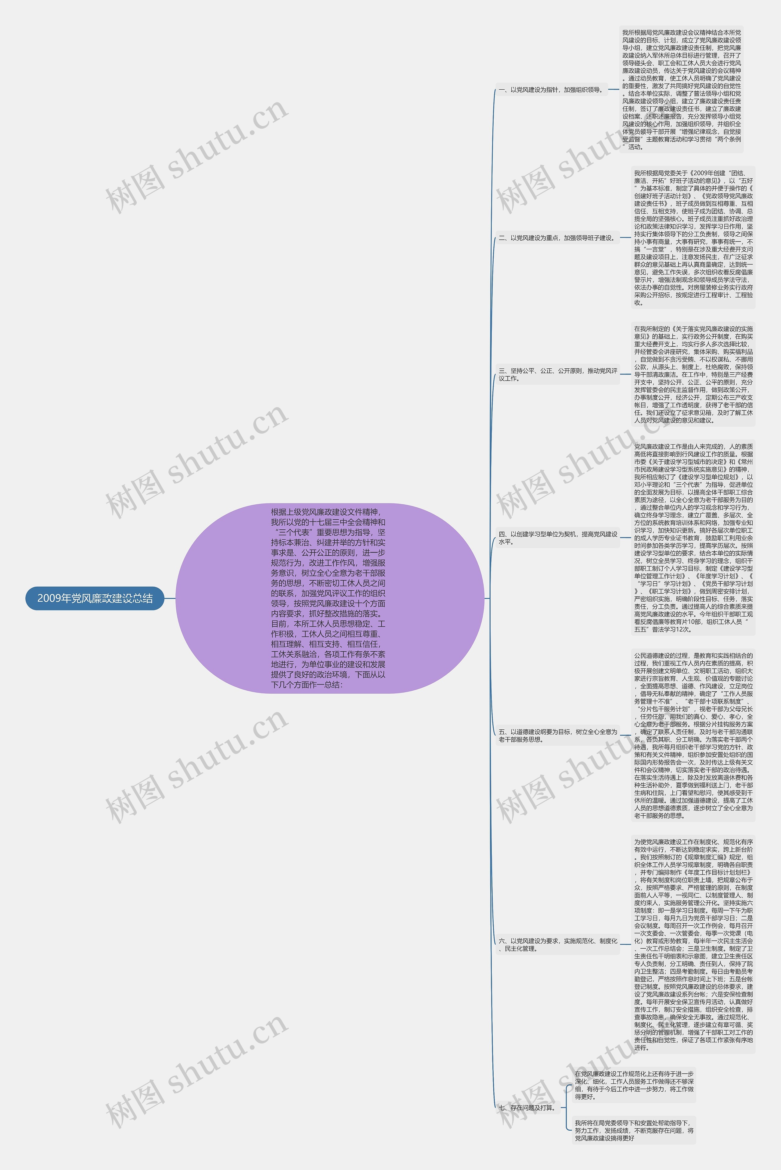 2009年党风廉政建设总结思维导图