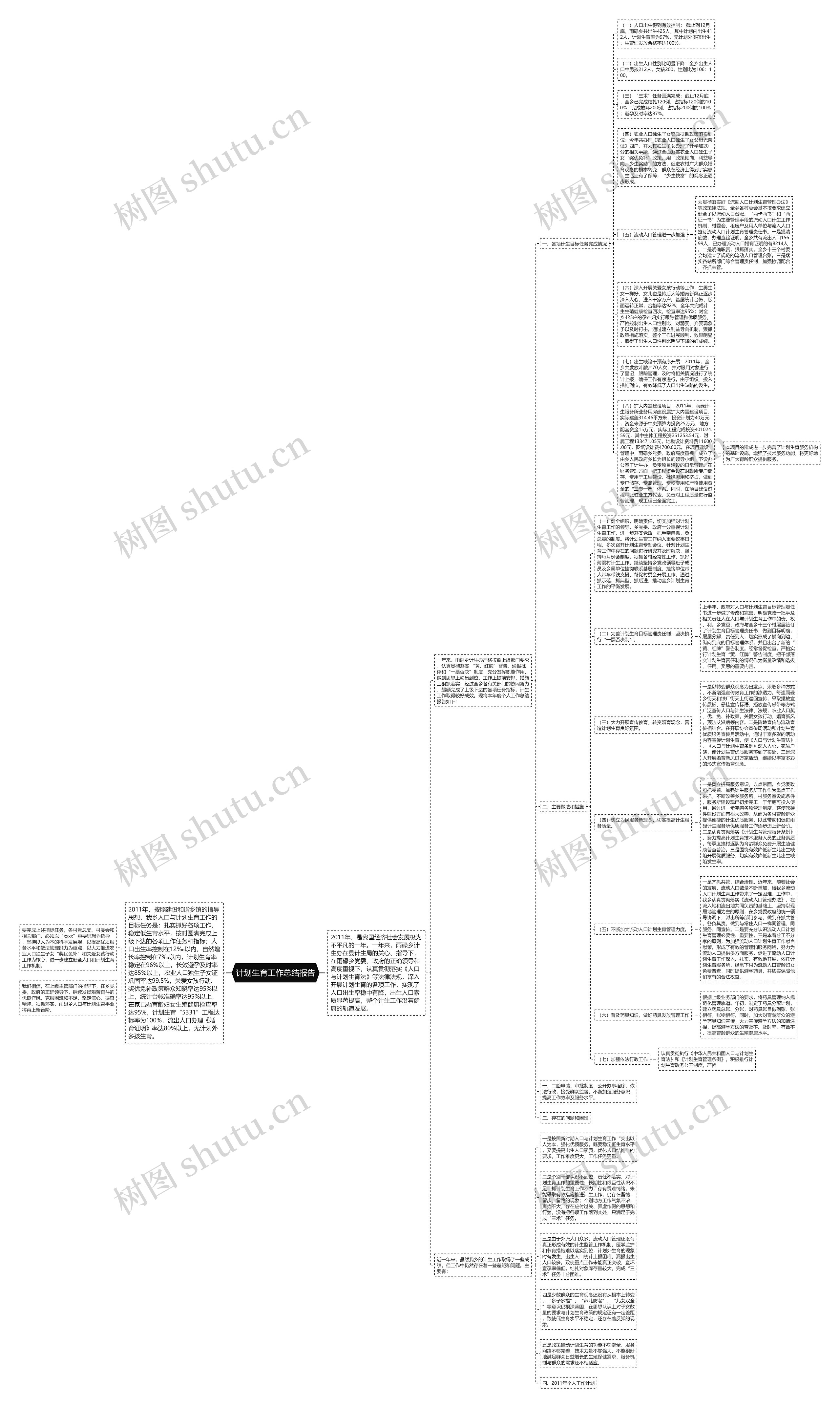 计划生育工作总结报告思维导图