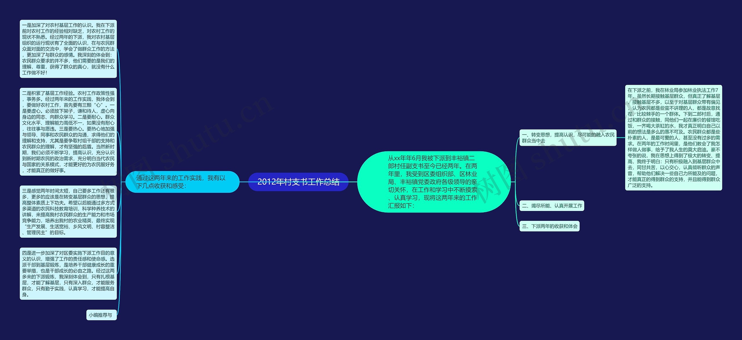 2012年村支书工作总结思维导图