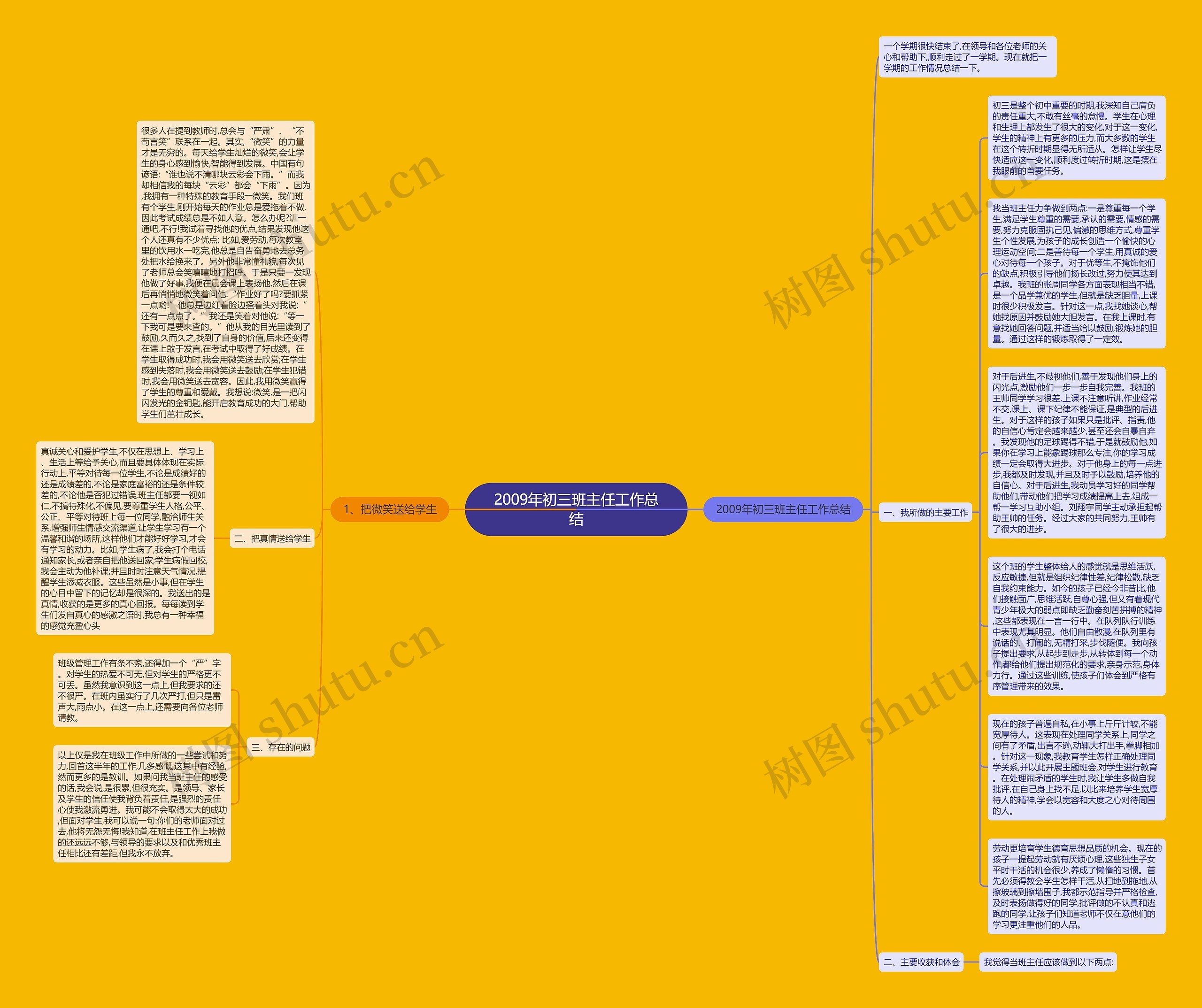 2009年初三班主任工作总结思维导图