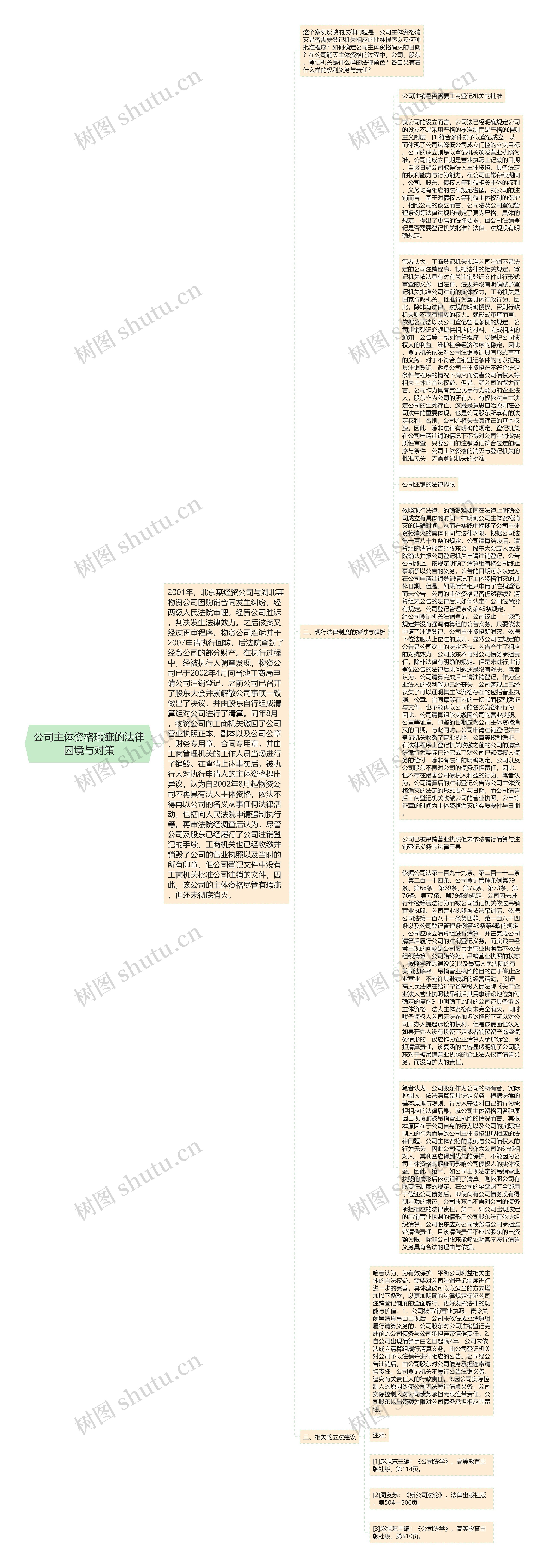 公司主体资格瑕疵的法律困境与对策思维导图