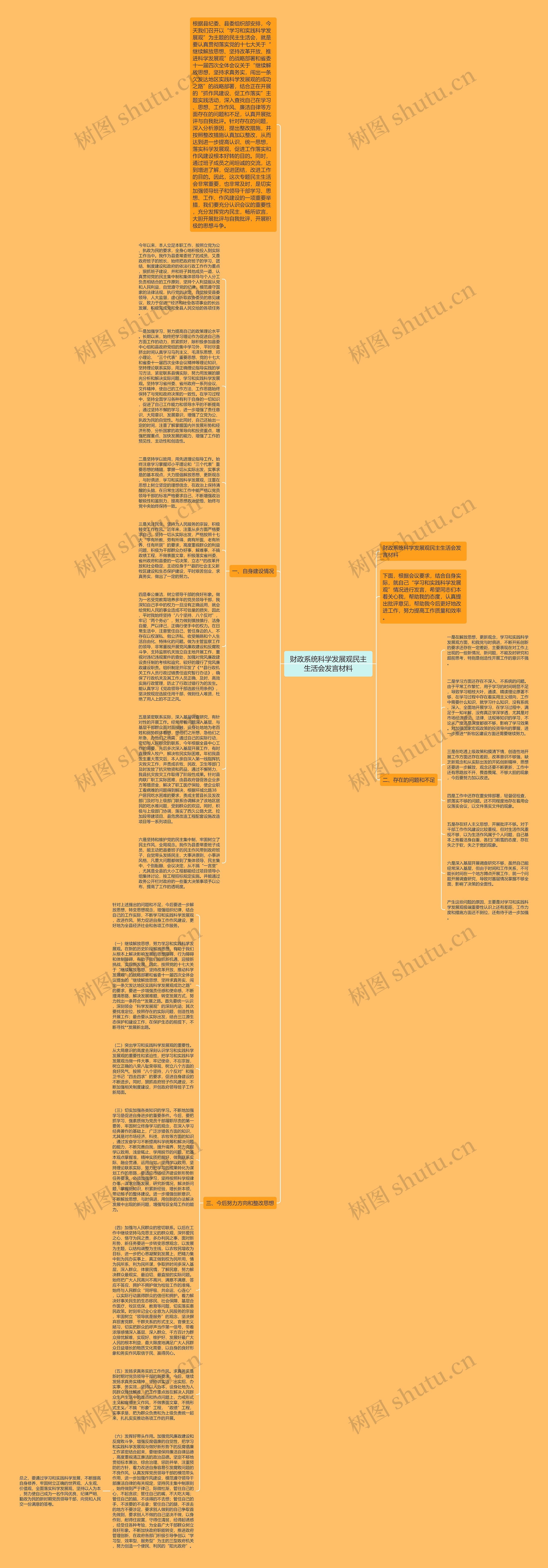 财政系统科学发展观民主生活会发言材料思维导图