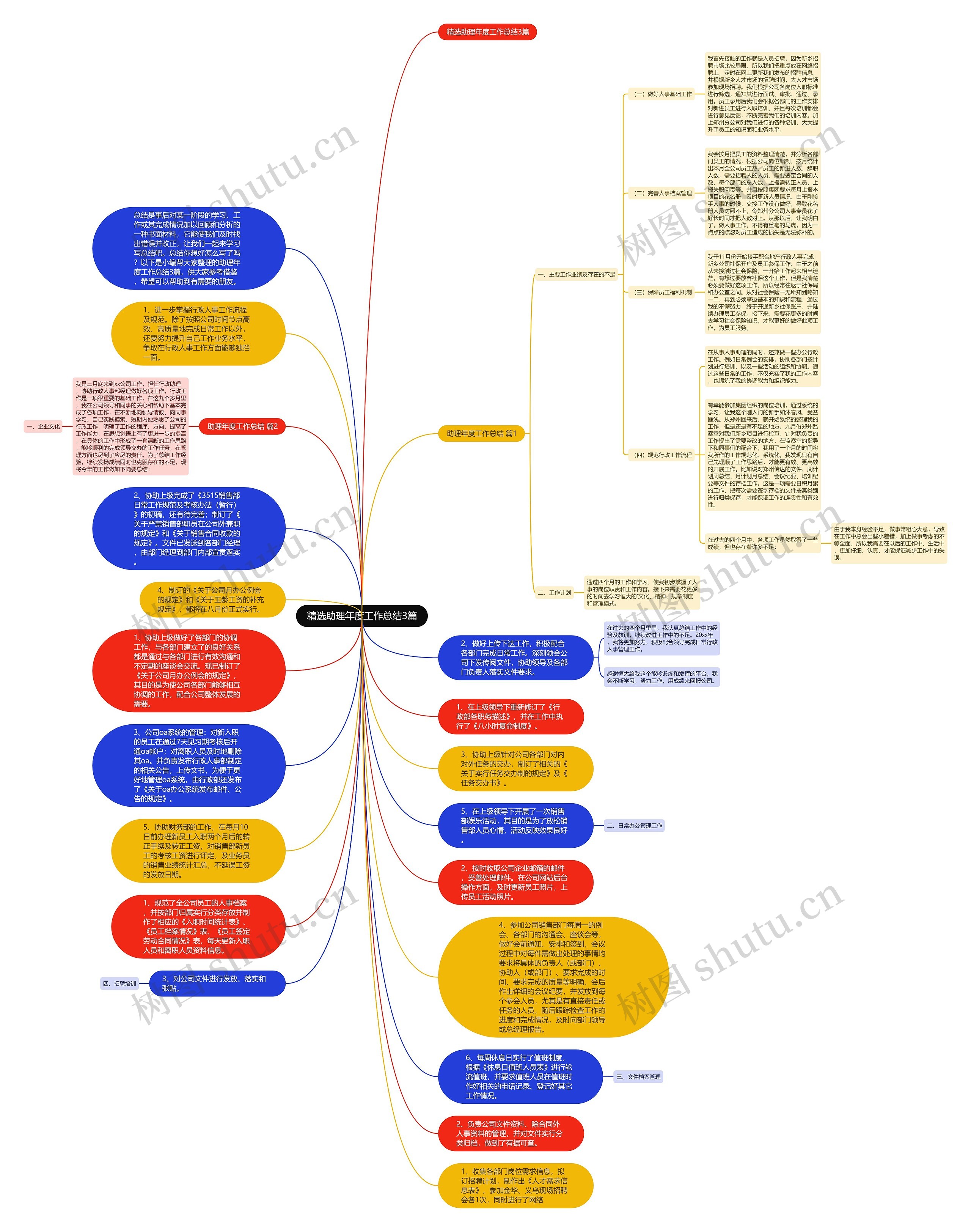 精选助理年度工作总结3篇思维导图