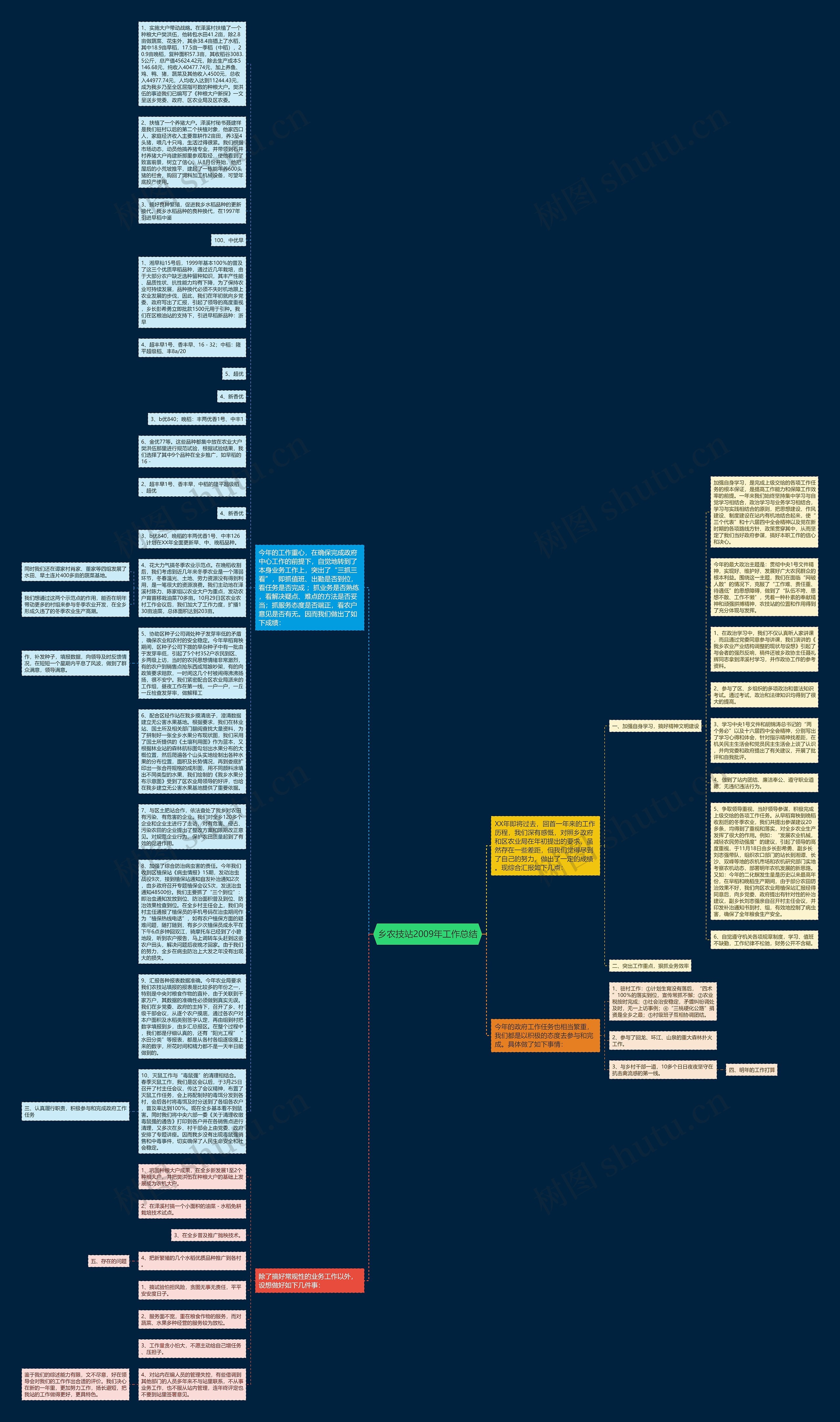 乡农技站2009年工作总结思维导图