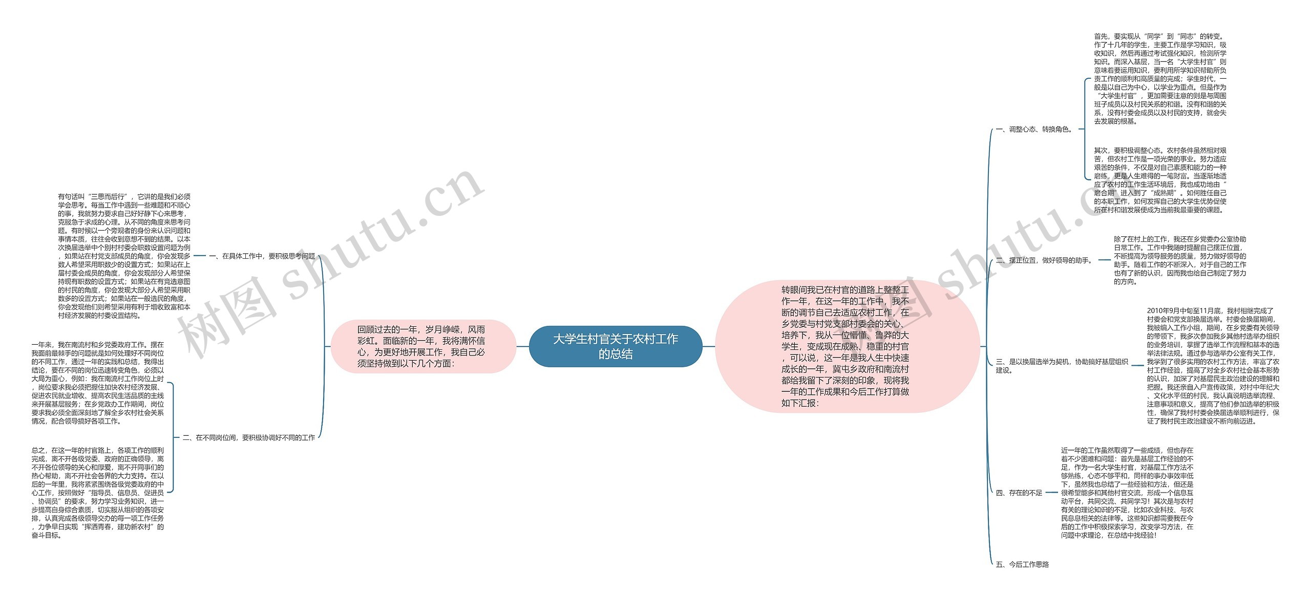 大学生村官关于农村工作的总结思维导图