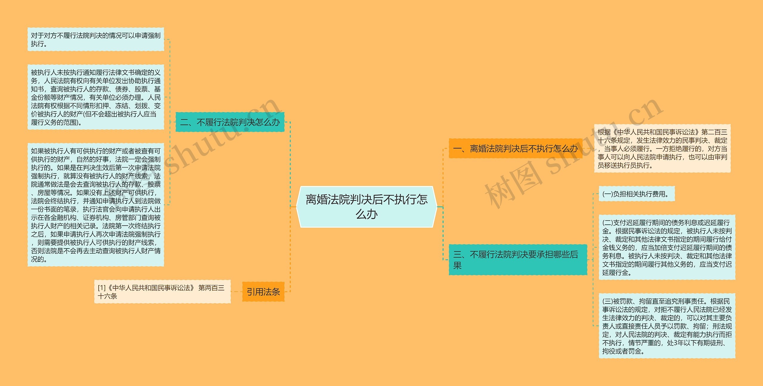 离婚法院判决后不执行怎么办思维导图