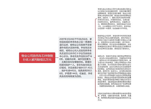 物业公司放挡车石绊倒倒行老人被判赔偿五万元