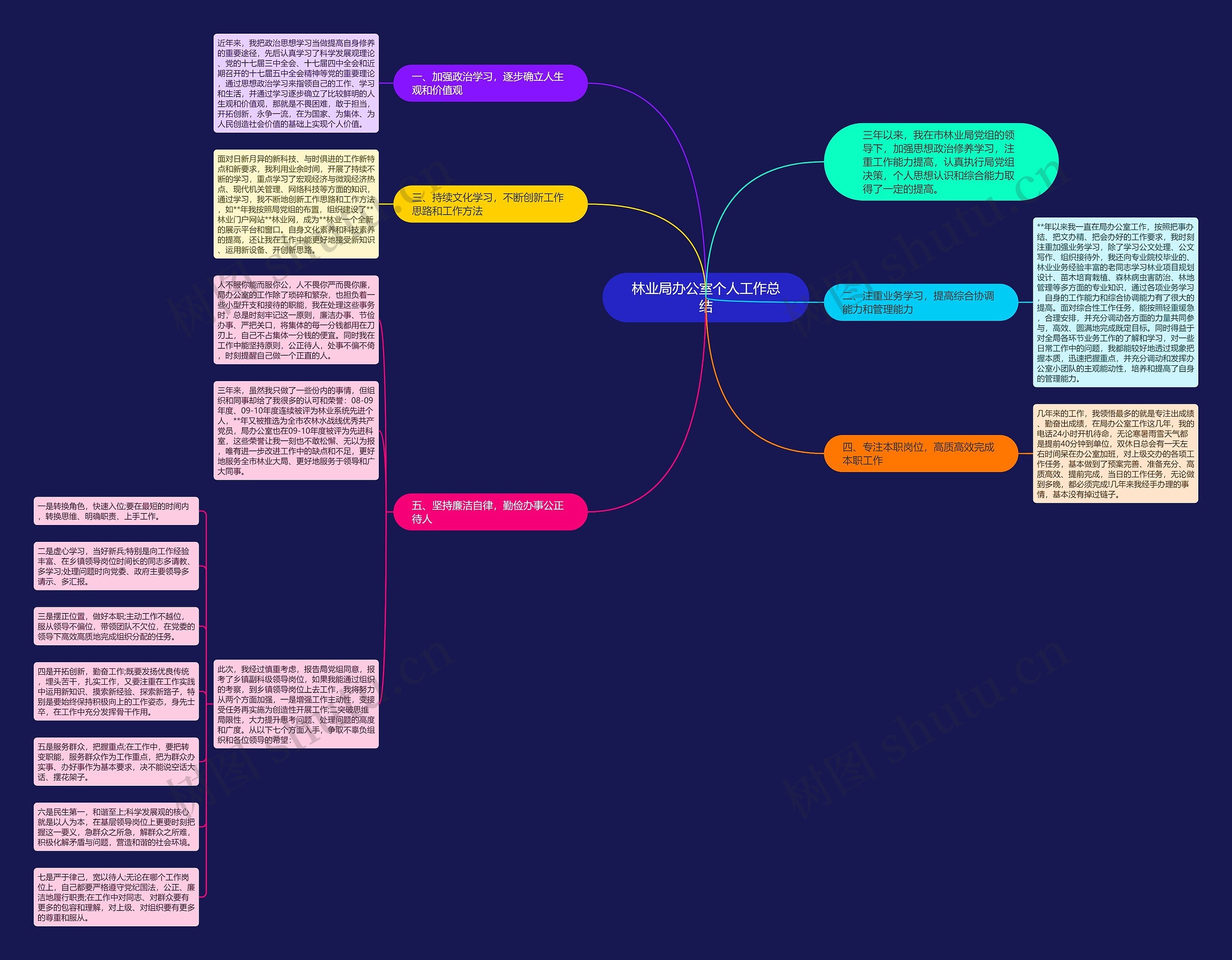 林业局办公室个人工作总结思维导图