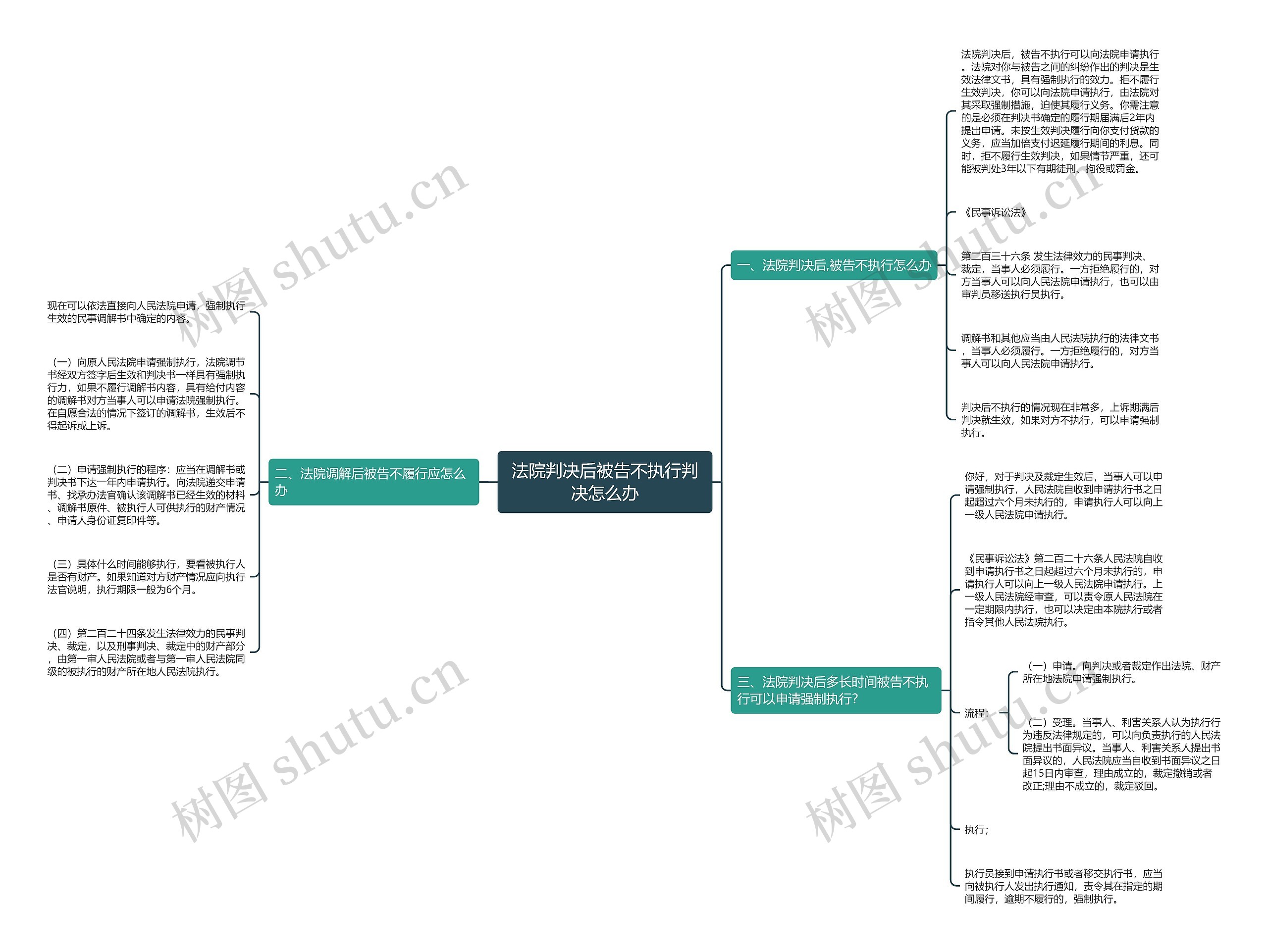 法院判决后被告不执行判决怎么办思维导图