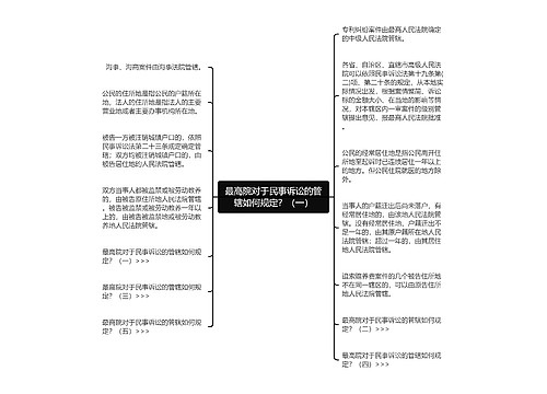 最高院对于民事诉讼的管辖如何规定？（一）