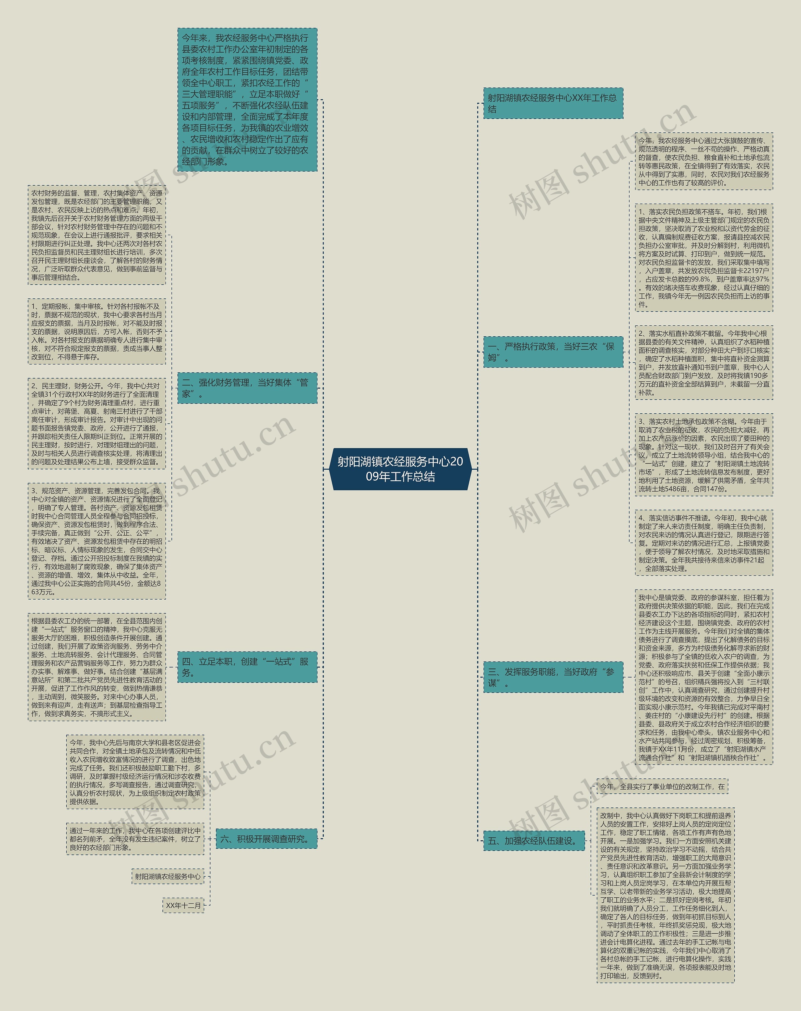 射阳湖镇农经服务中心2009年工作总结思维导图