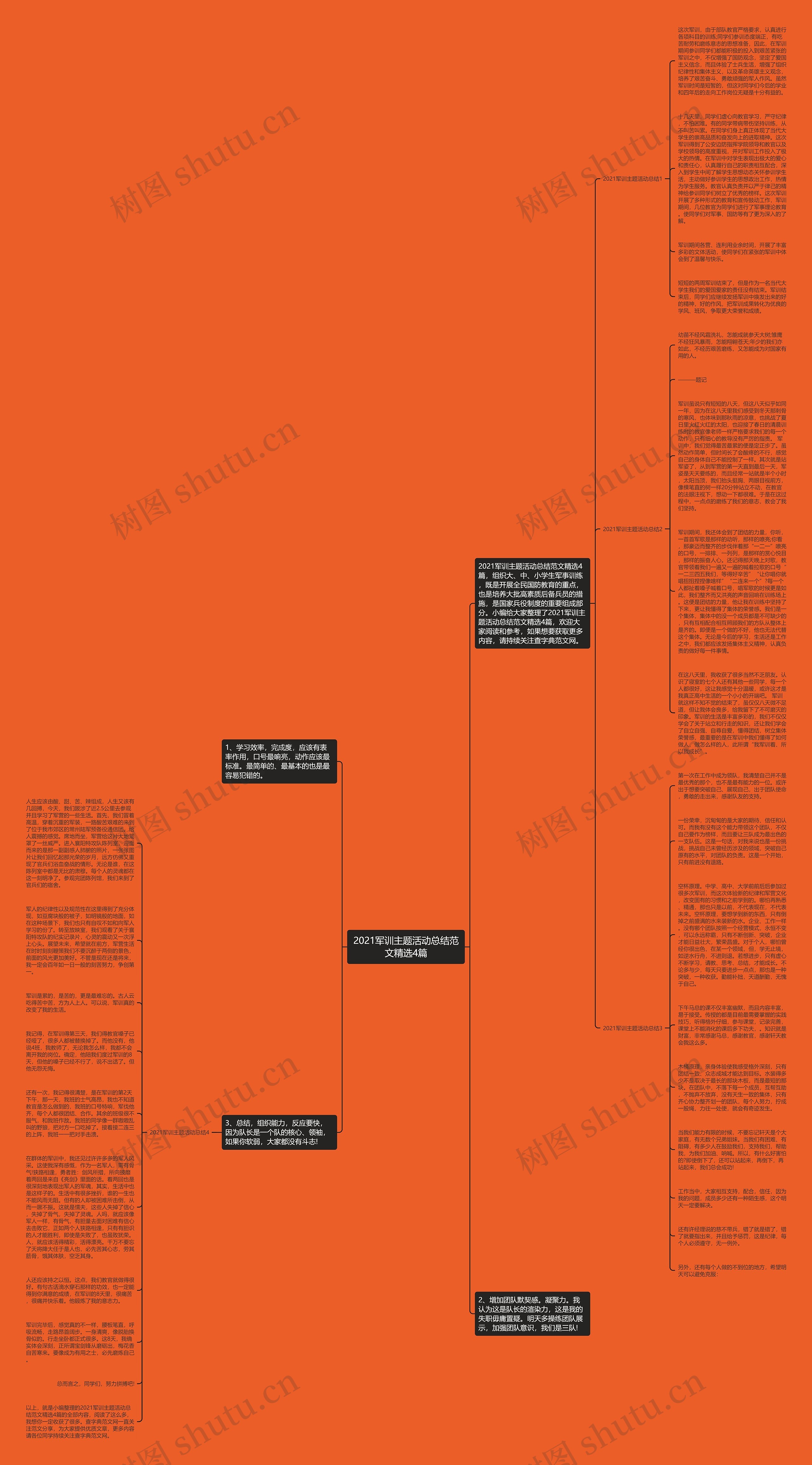 2021军训主题活动总结范文精选4篇思维导图