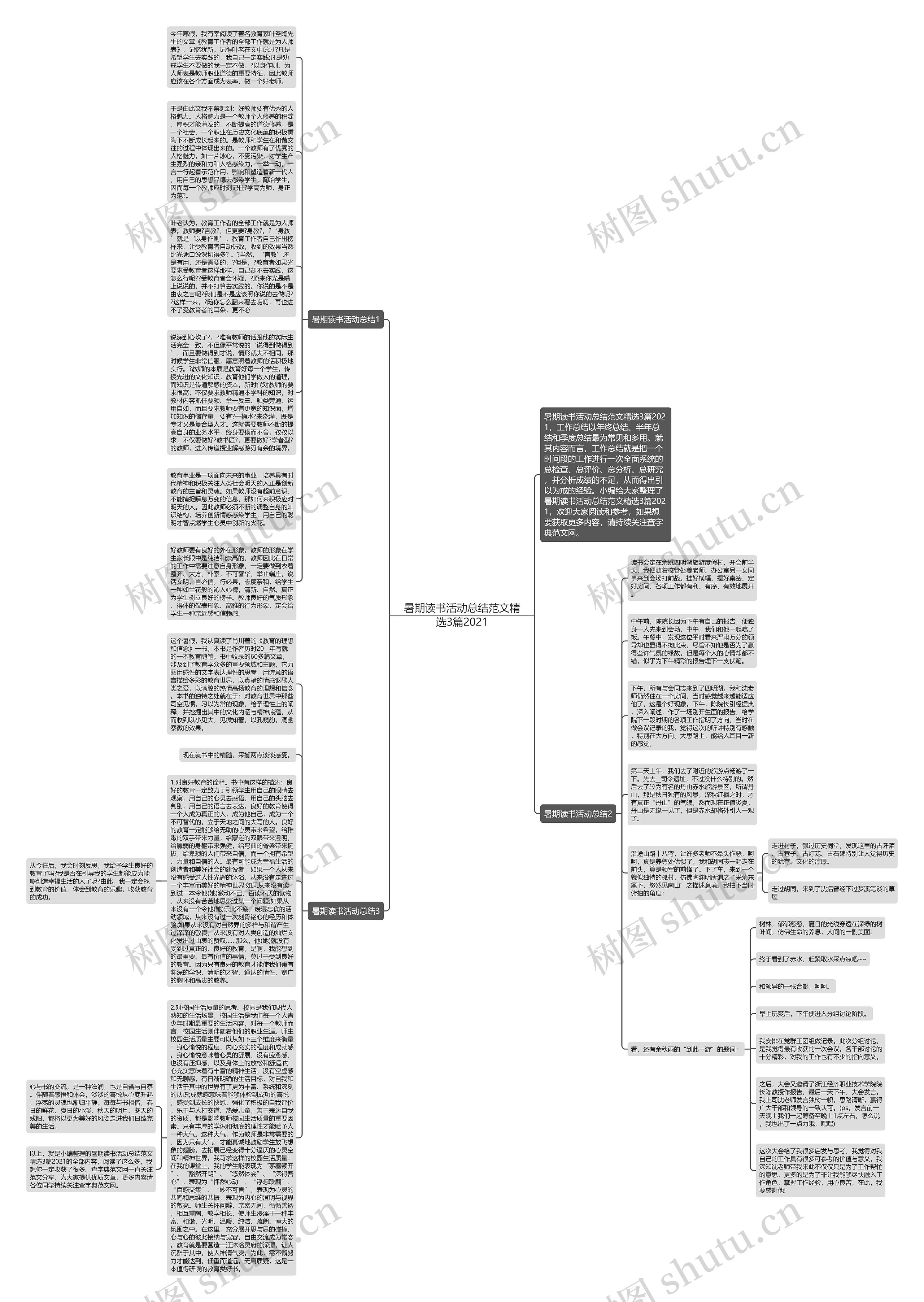 暑期读书活动总结范文精选3篇2021思维导图
