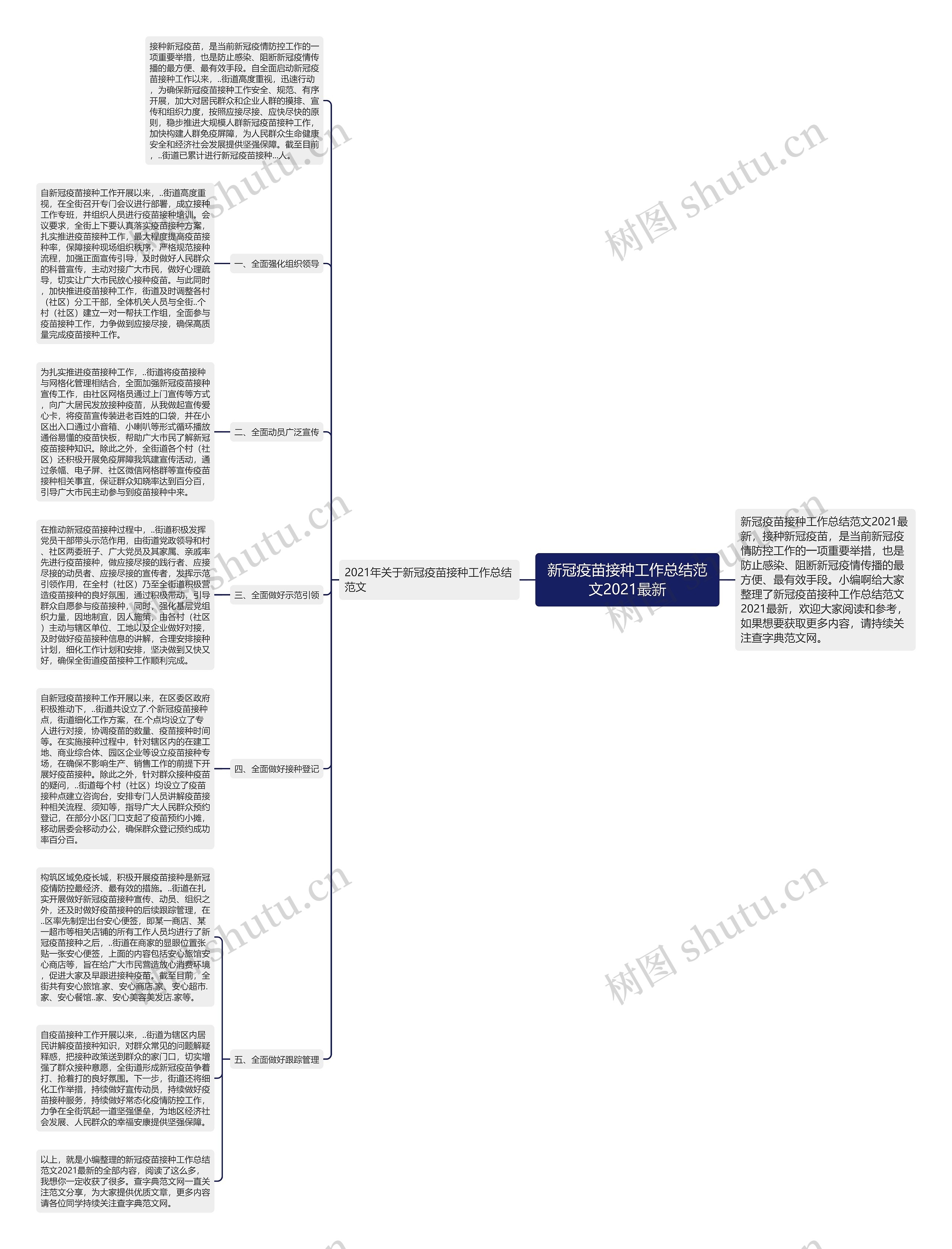 新冠疫苗接种工作总结范文2021最新思维导图