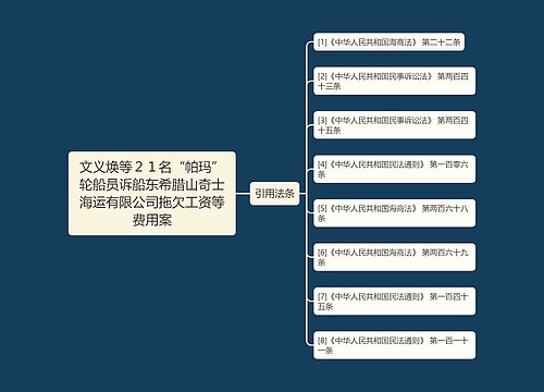 文义焕等２１名“帕玛”轮船员诉船东希腊山奇士海运有限公司拖欠工资等费用案