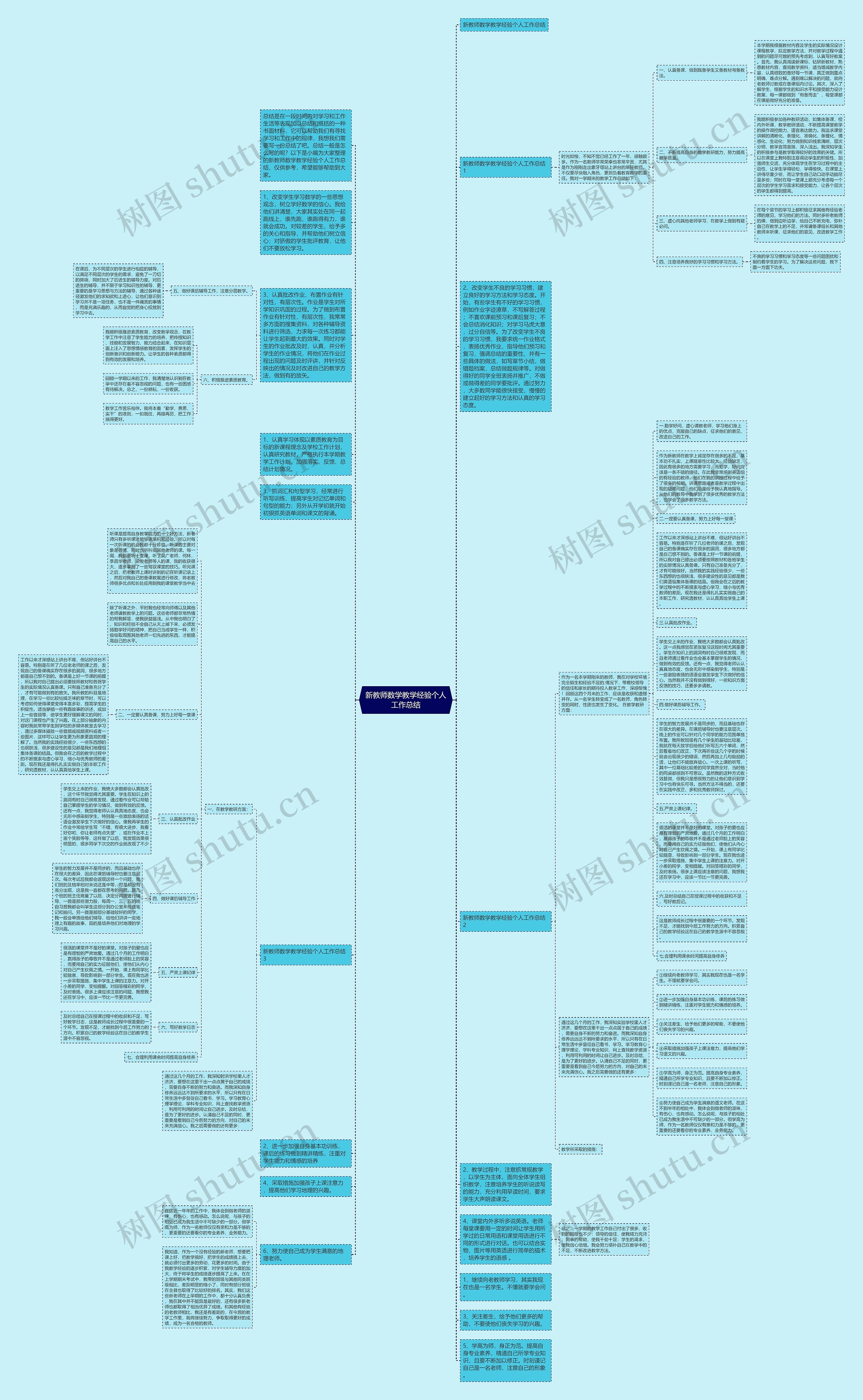 新教师数学教学经验个人工作总结思维导图
