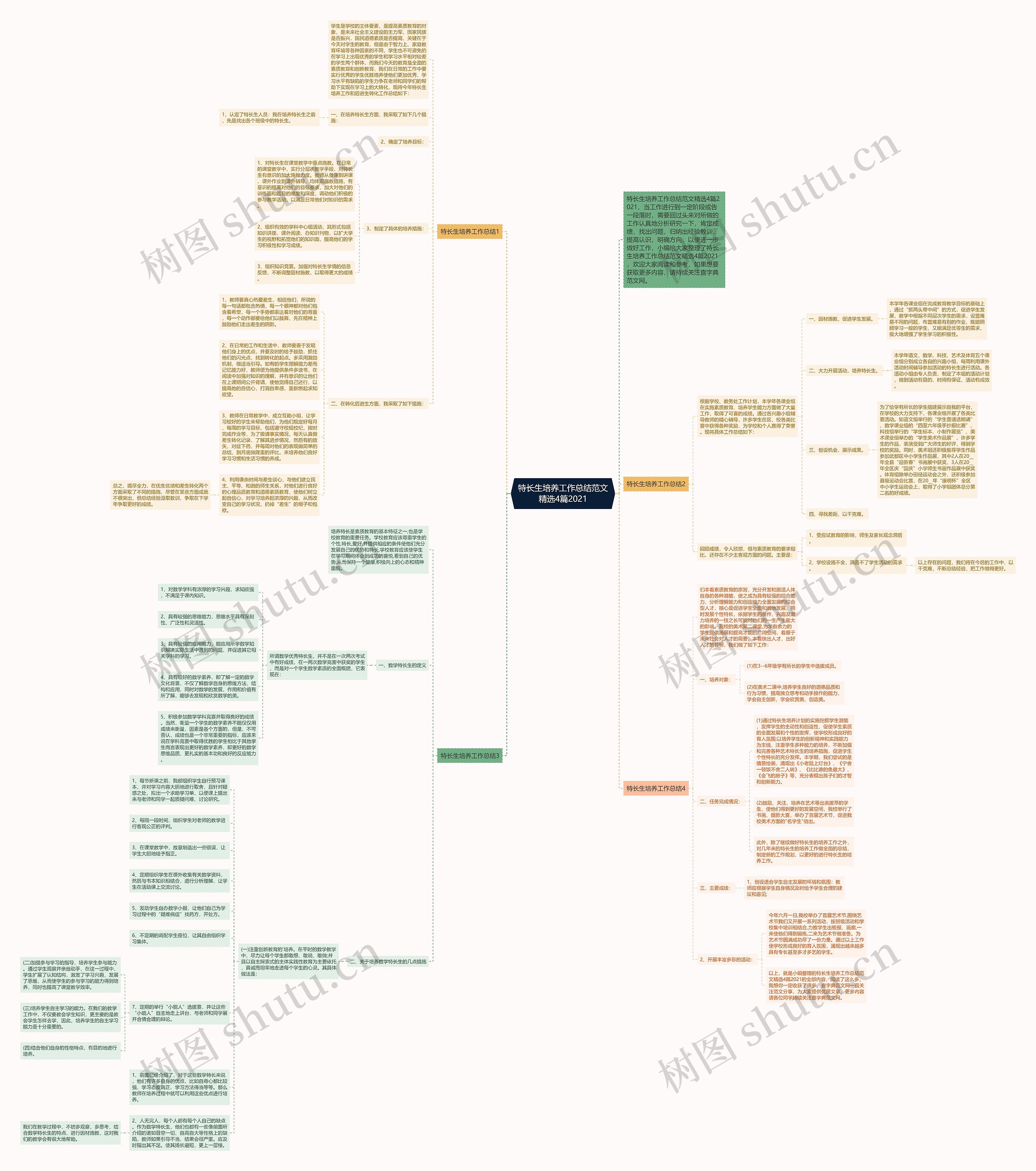 特长生培养工作总结范文精选4篇2021思维导图