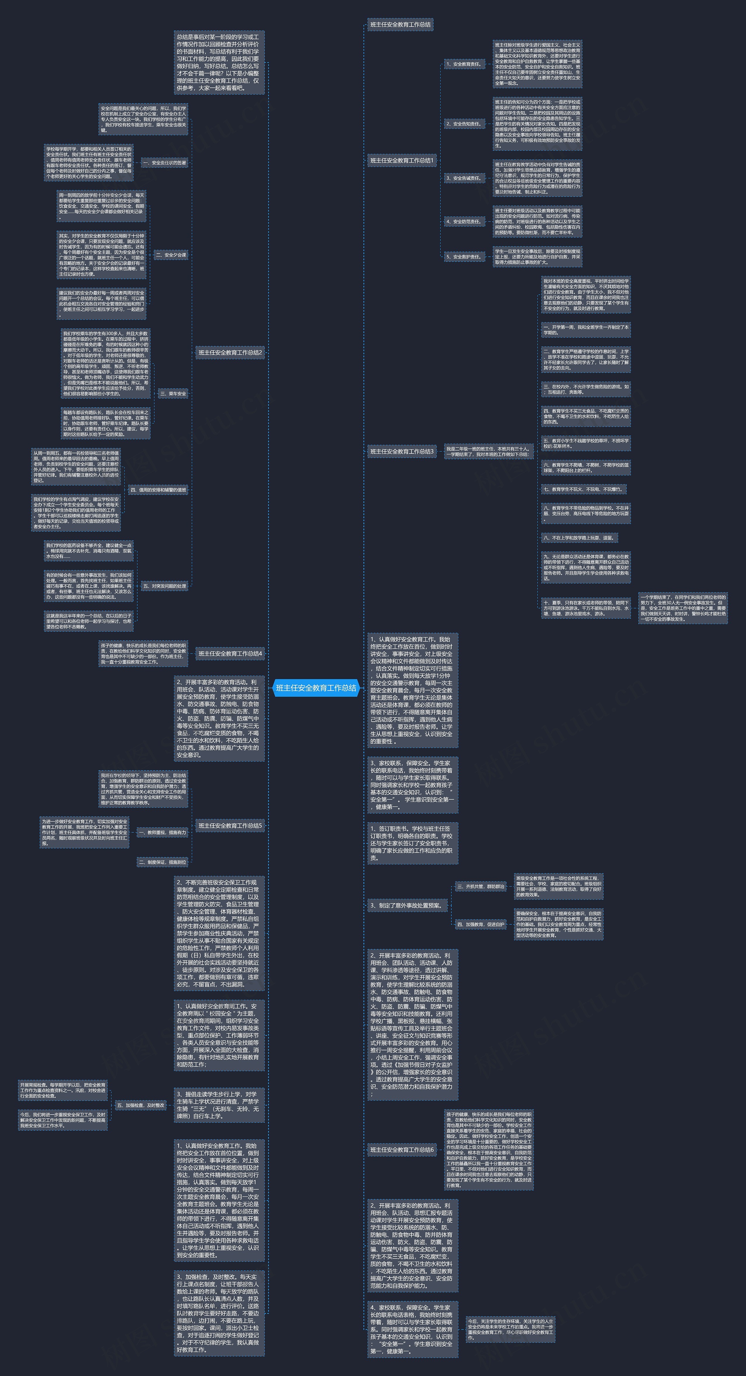 班主任安全教育工作总结思维导图