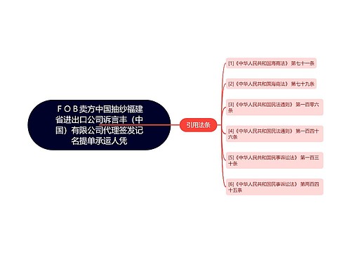 ＦＯＢ卖方中国抽纱福建省进出口公司诉言丰（中国）有限公司代理签发记名提单承运人凭