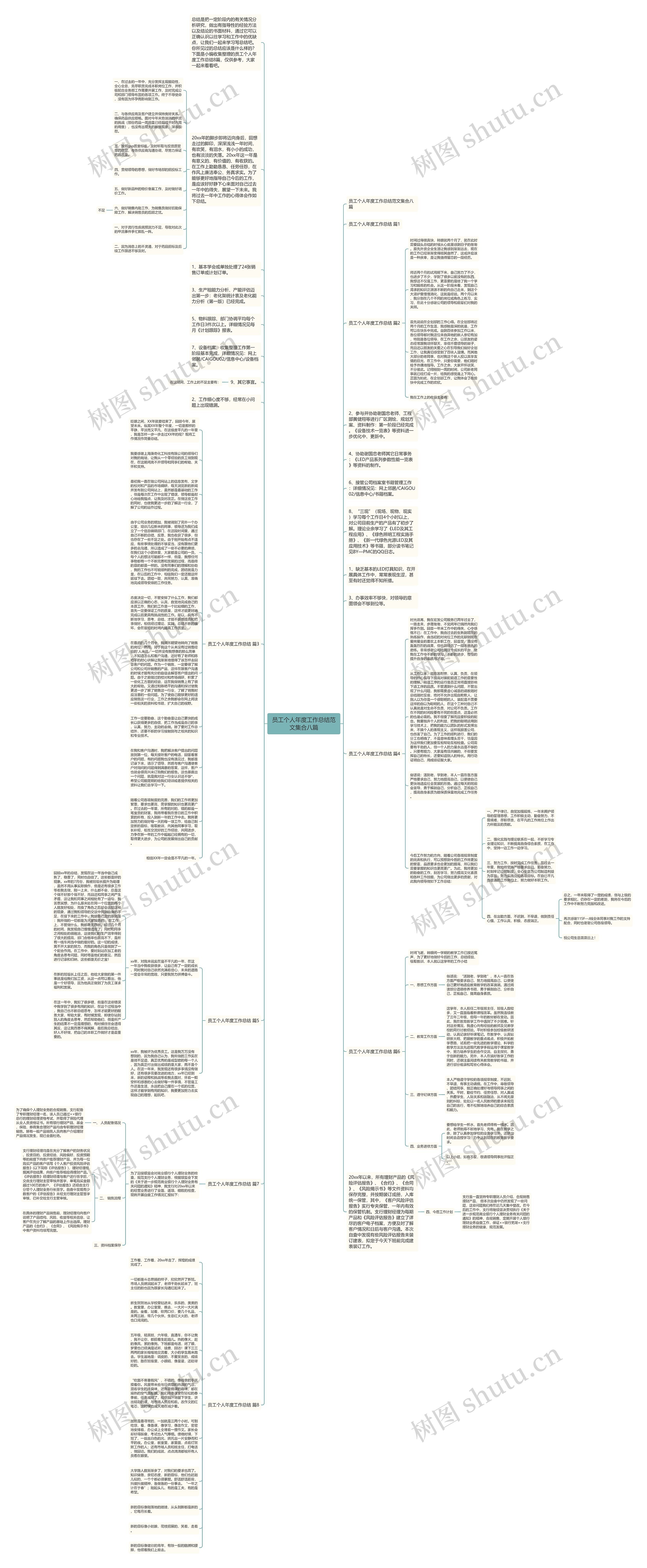 员工个人年度工作总结范文集合八篇思维导图