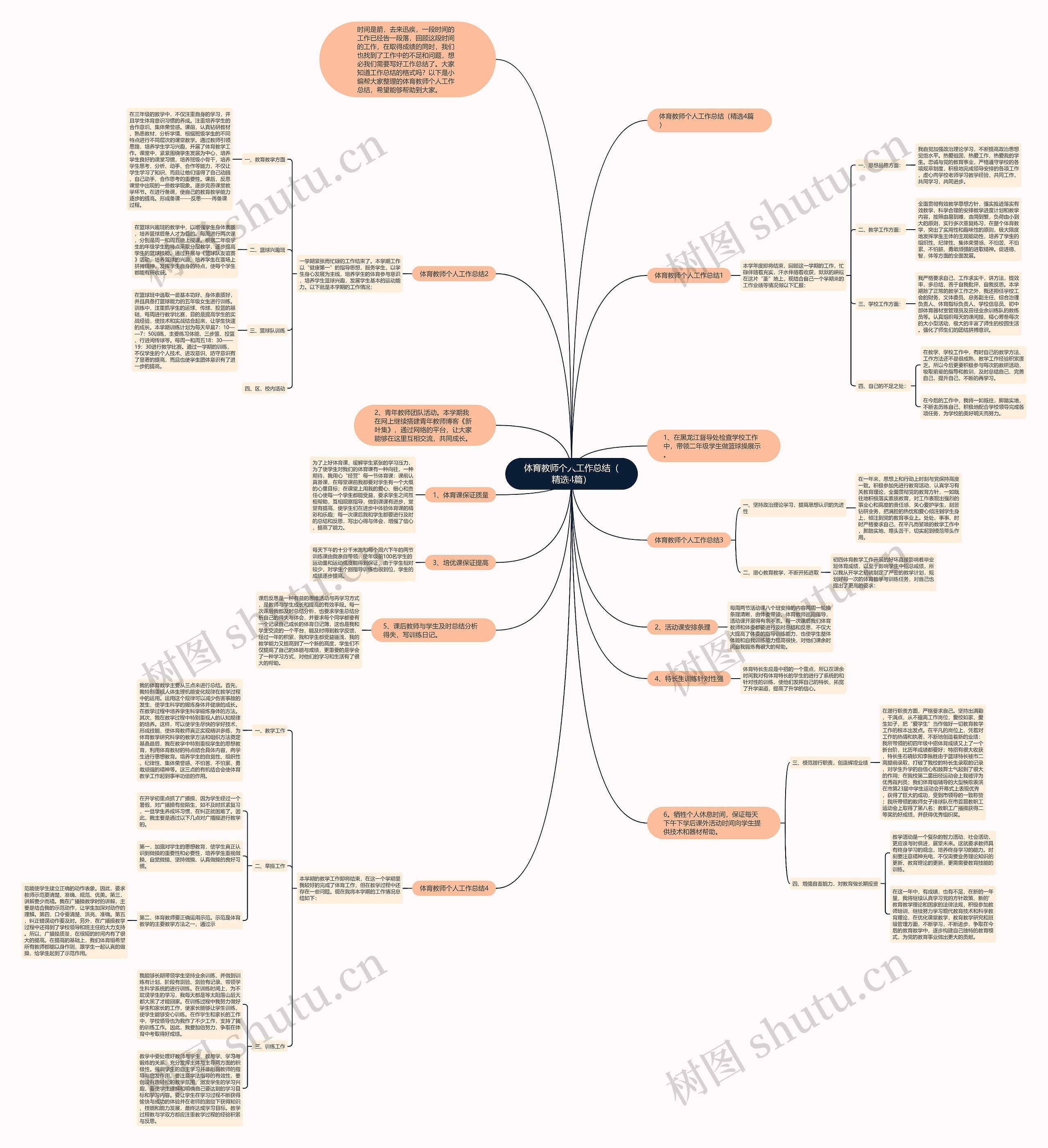 体育教师个人工作总结（精选4篇）思维导图
