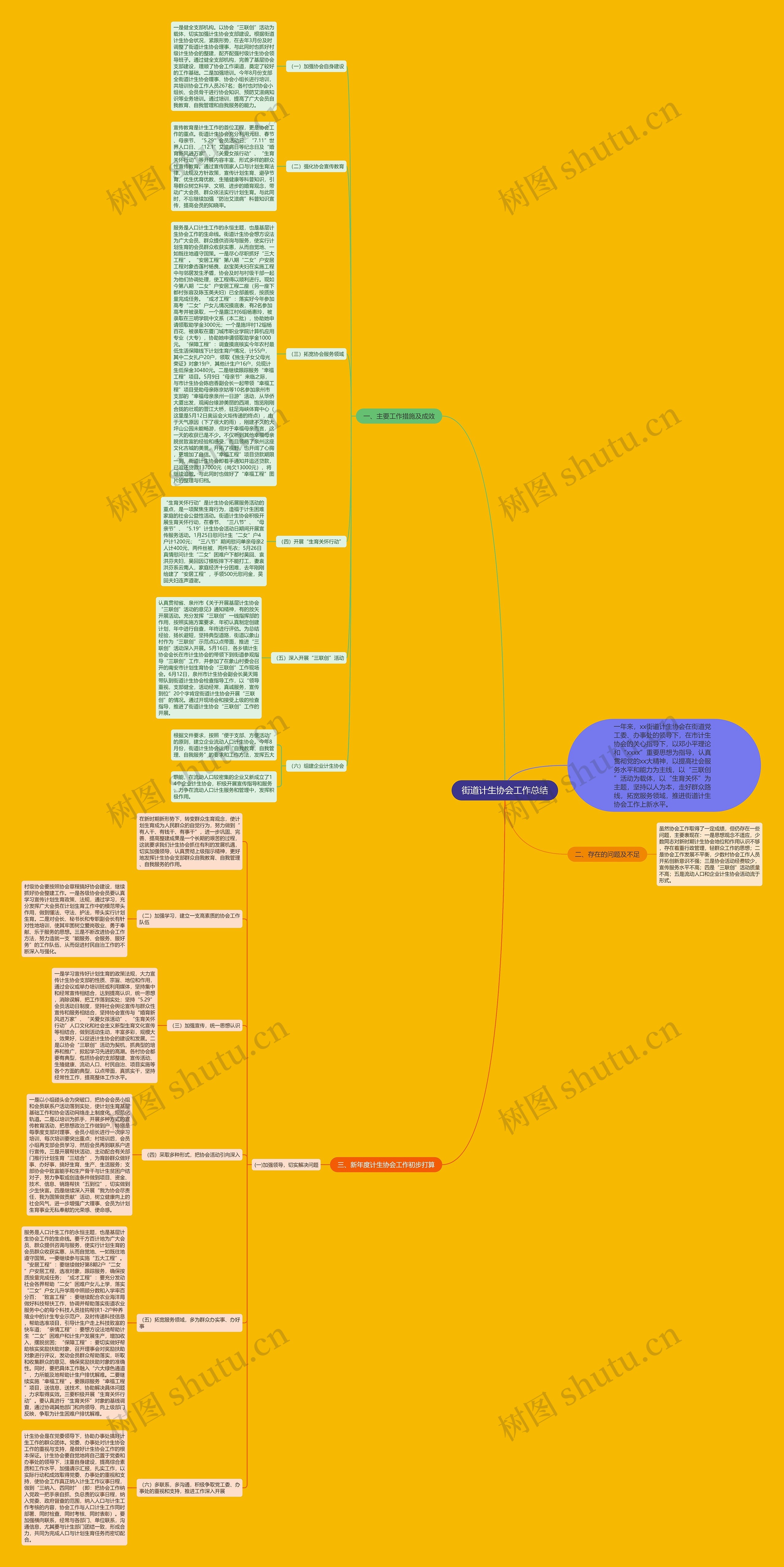 街道计生协会工作总结思维导图