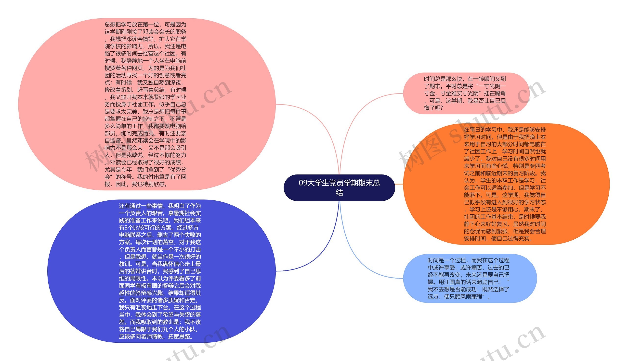 09大学生党员学期期末总结思维导图