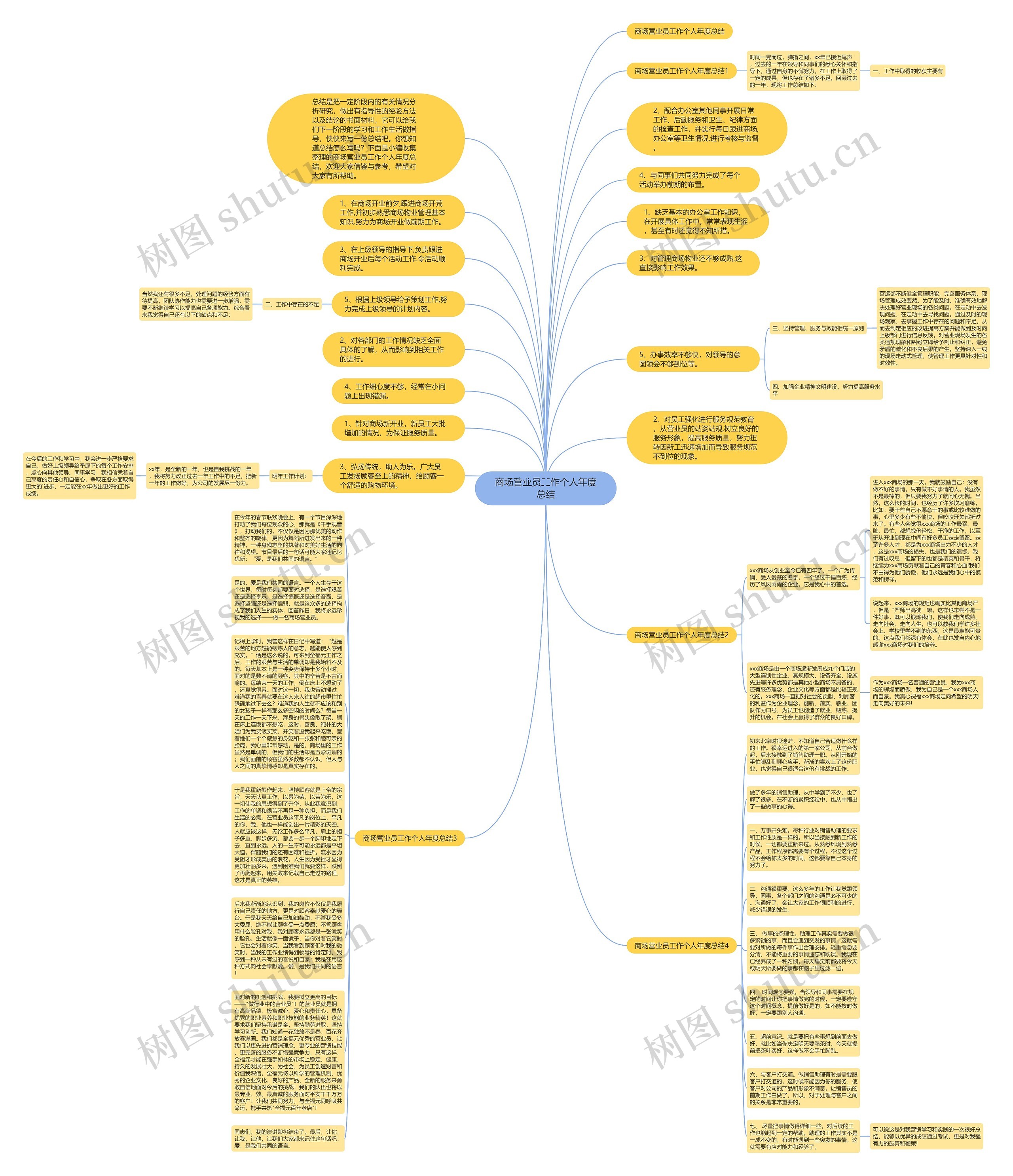 商场营业员工作个人年度总结思维导图