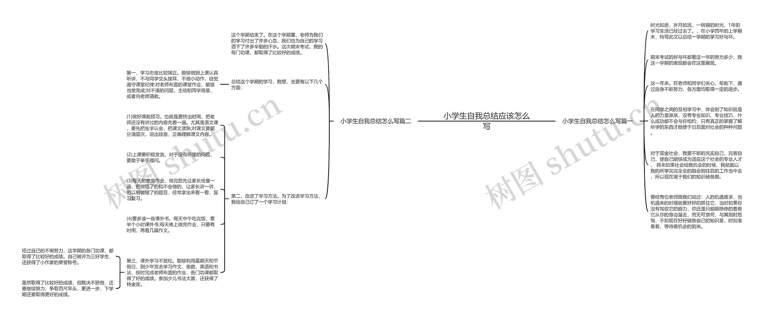 小学生自我总结应该怎么写思维导图