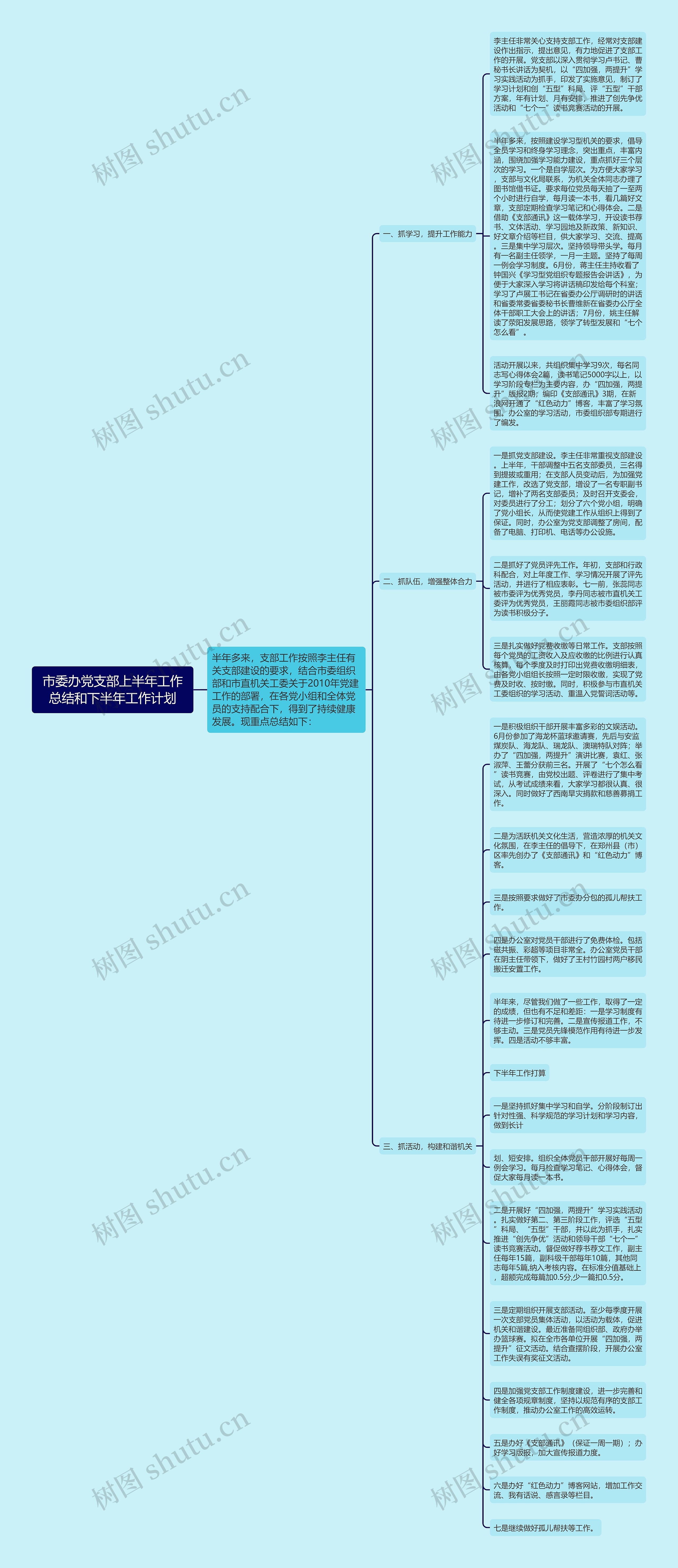 市委办党支部上半年工作总结和下半年工作计划思维导图