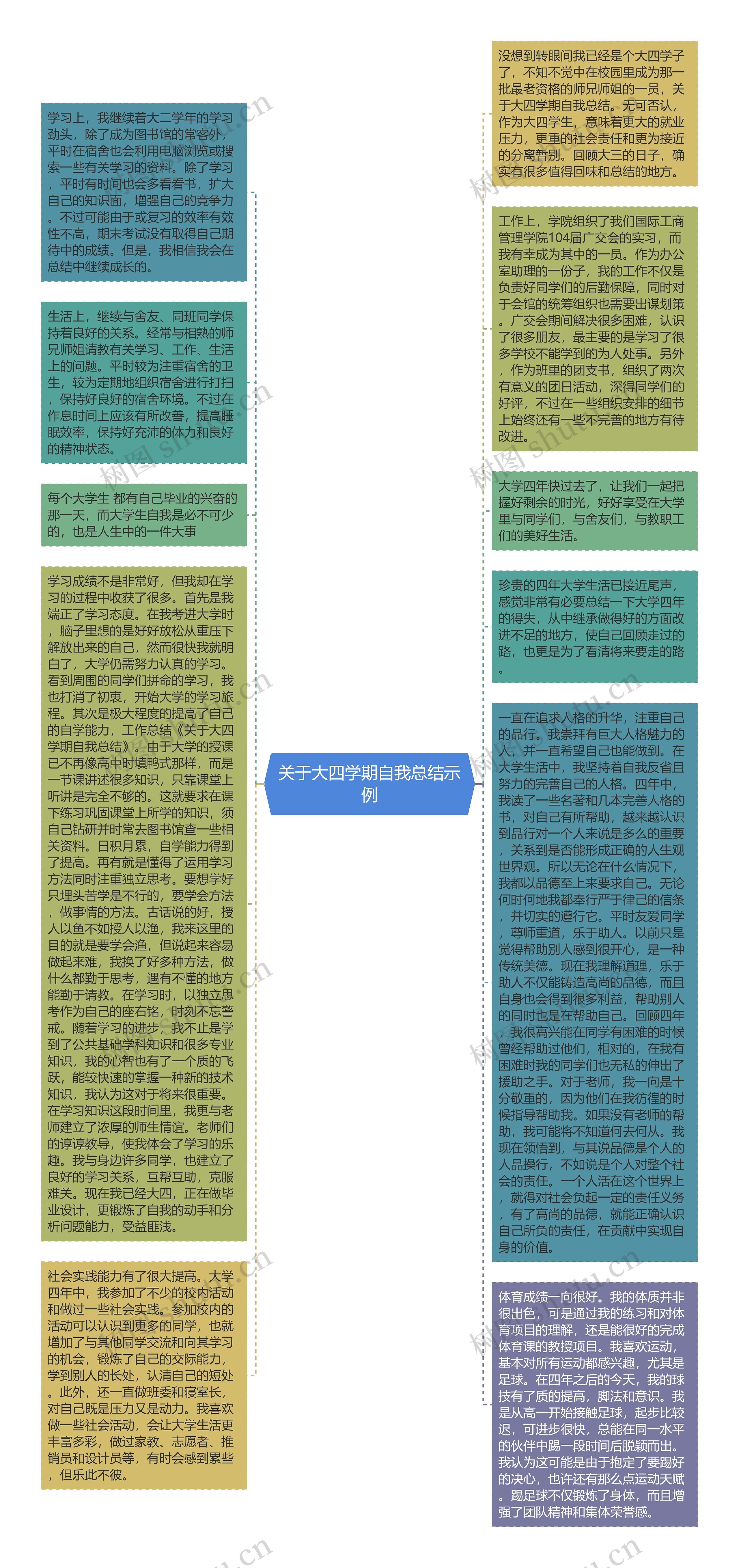 关于大四学期自我总结示例思维导图