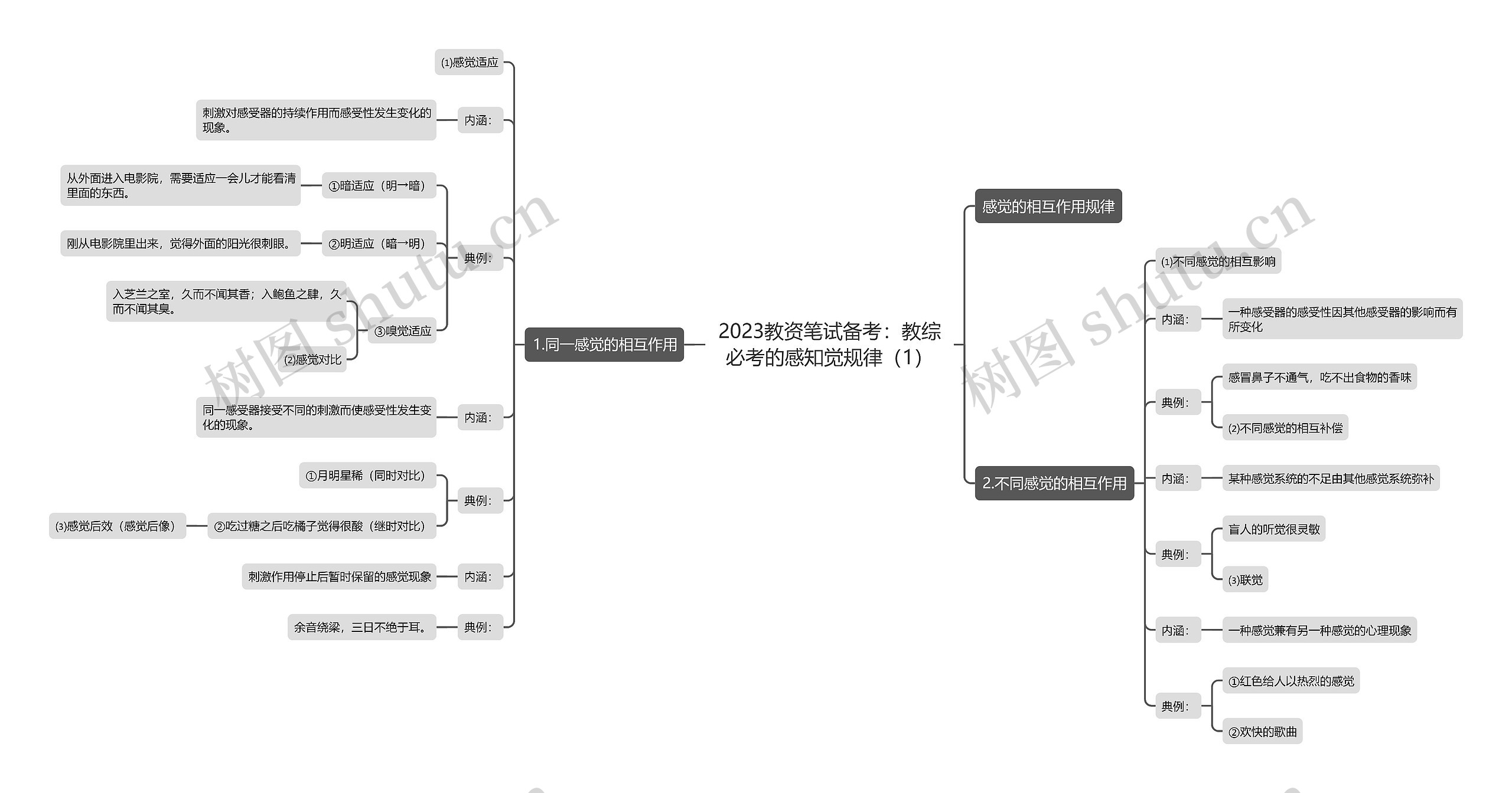 2023教资笔试备考：教综必考的感知觉规律（1）思维导图