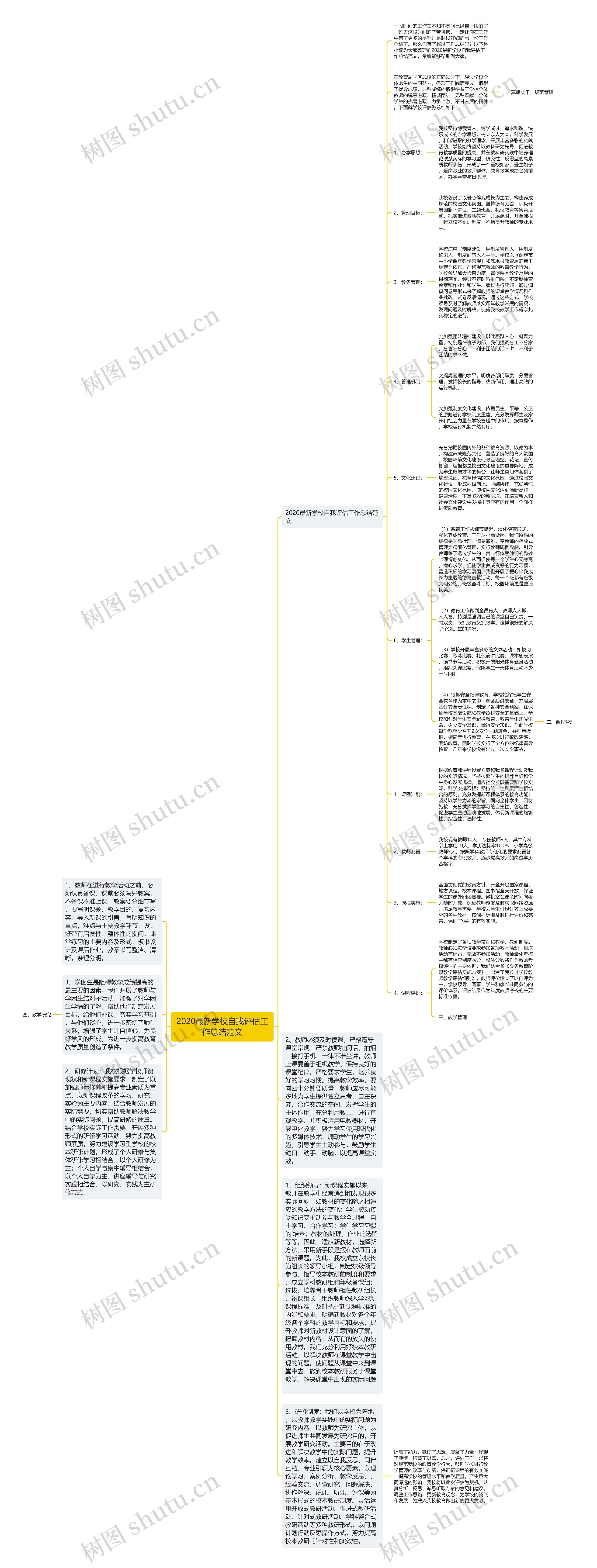 2020最新学校自我评估工作总结范文思维导图