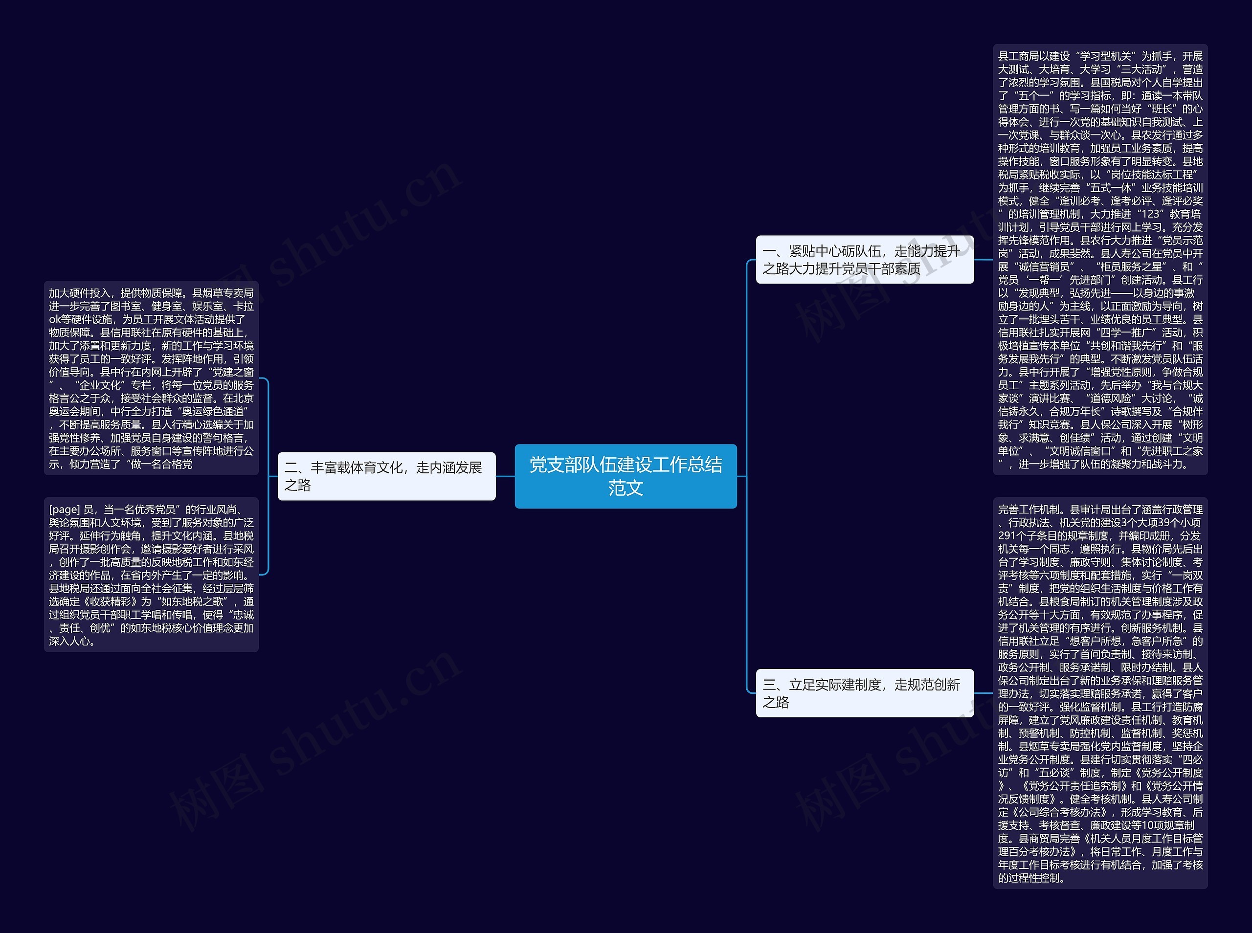 党支部队伍建设工作总结范文思维导图