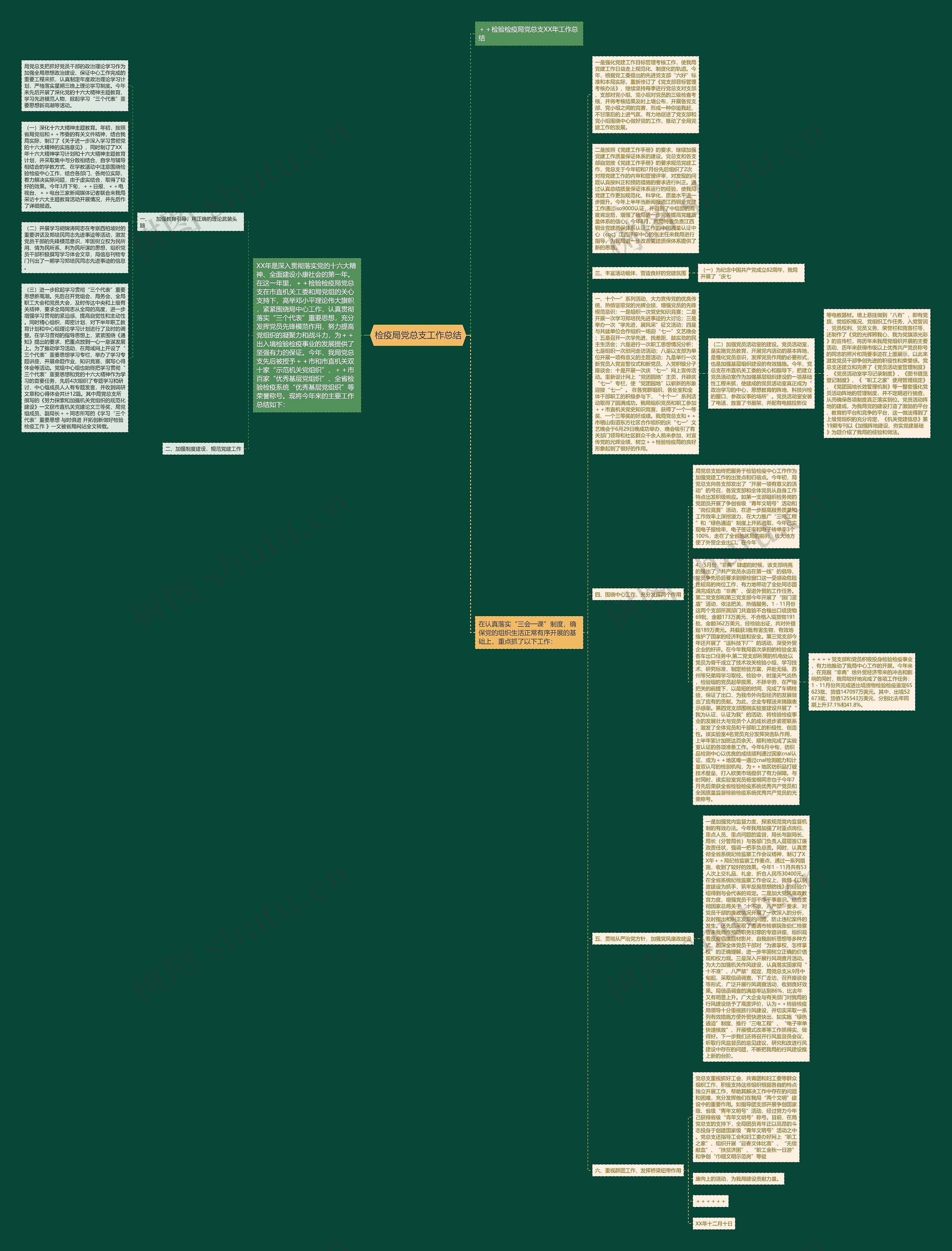 检疫局党总支工作总结思维导图