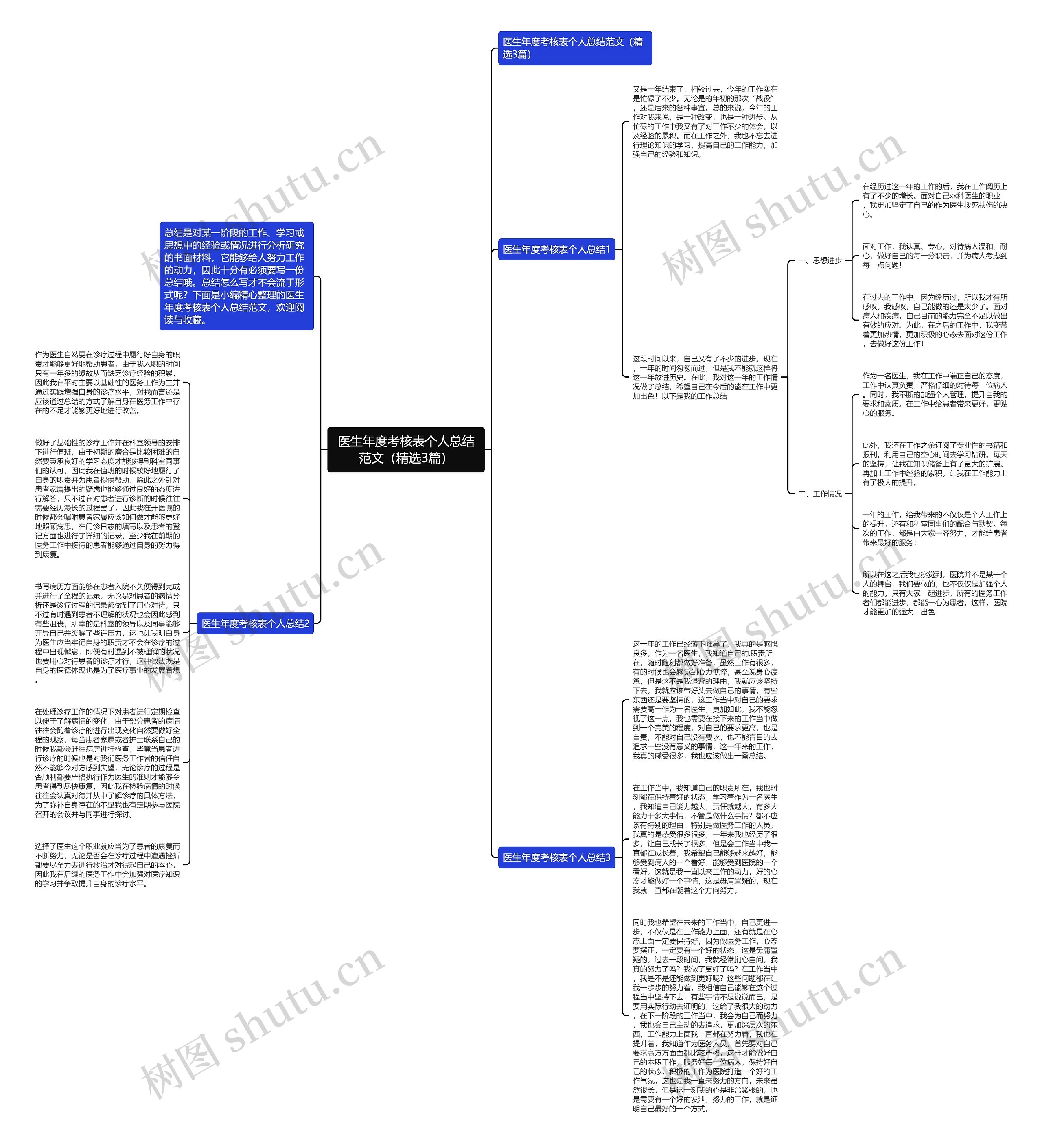 医生年度考核表个人总结范文（精选3篇）思维导图