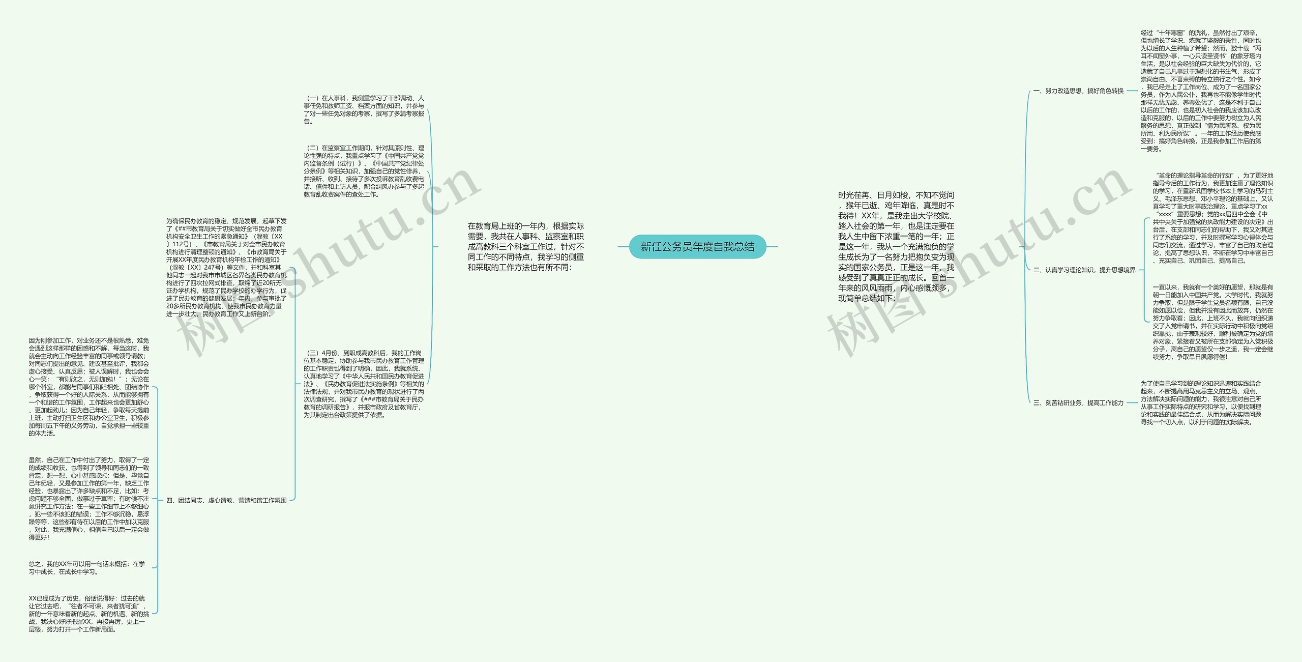 新任公务员年度自我总结思维导图