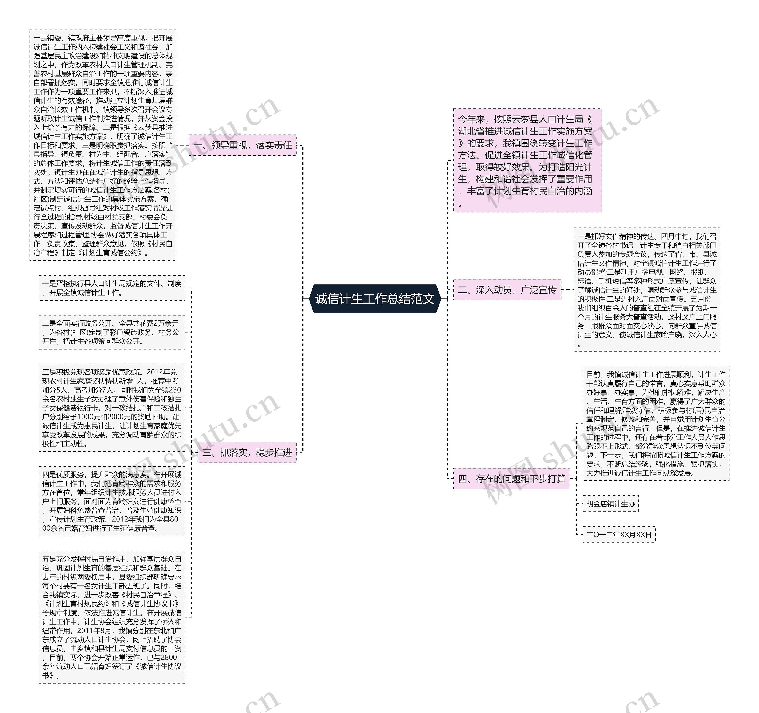 诚信计生工作总结范文思维导图