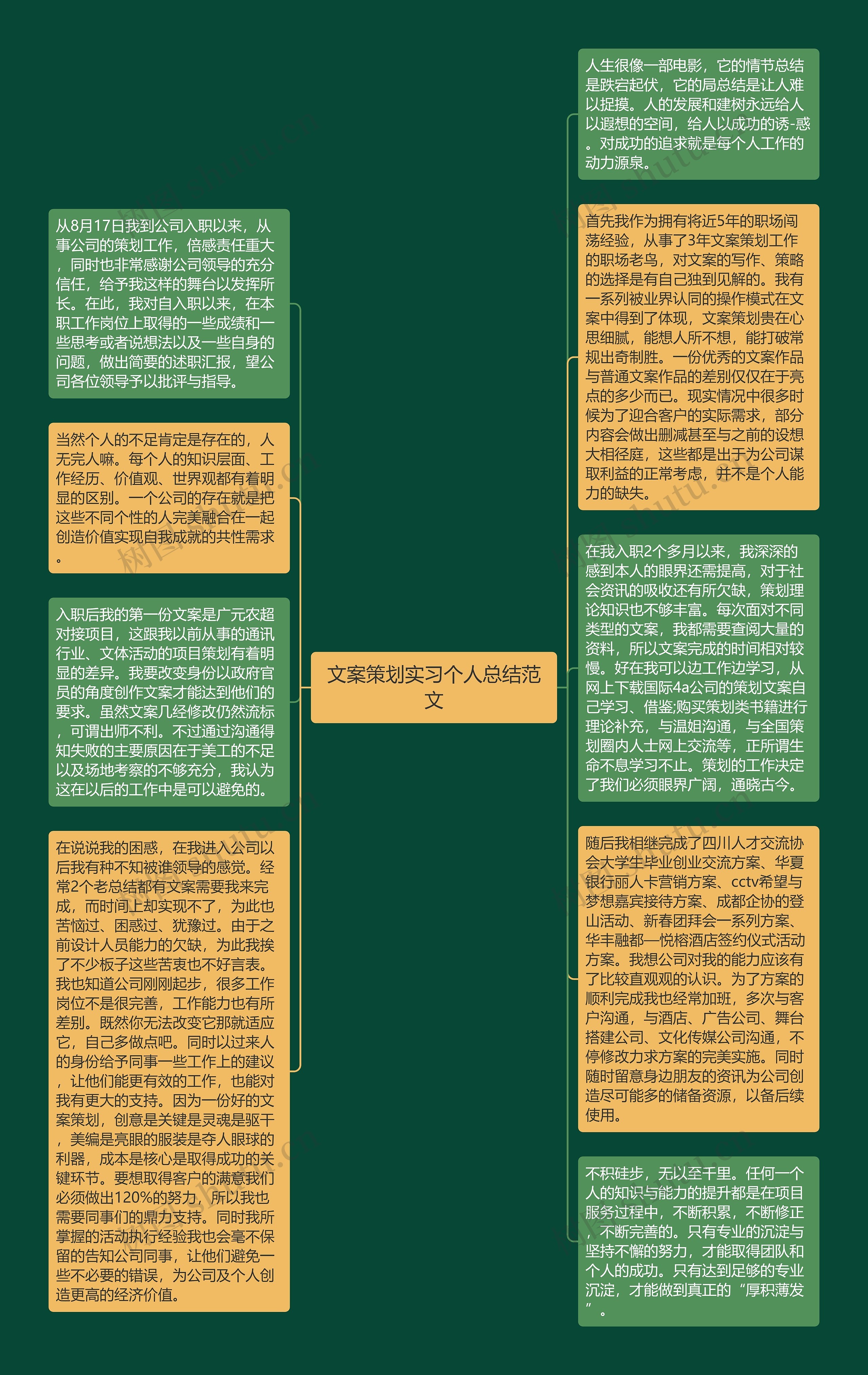 文案策划实习个人总结范文思维导图高清图 文案策划实习个人总结范文思维导图