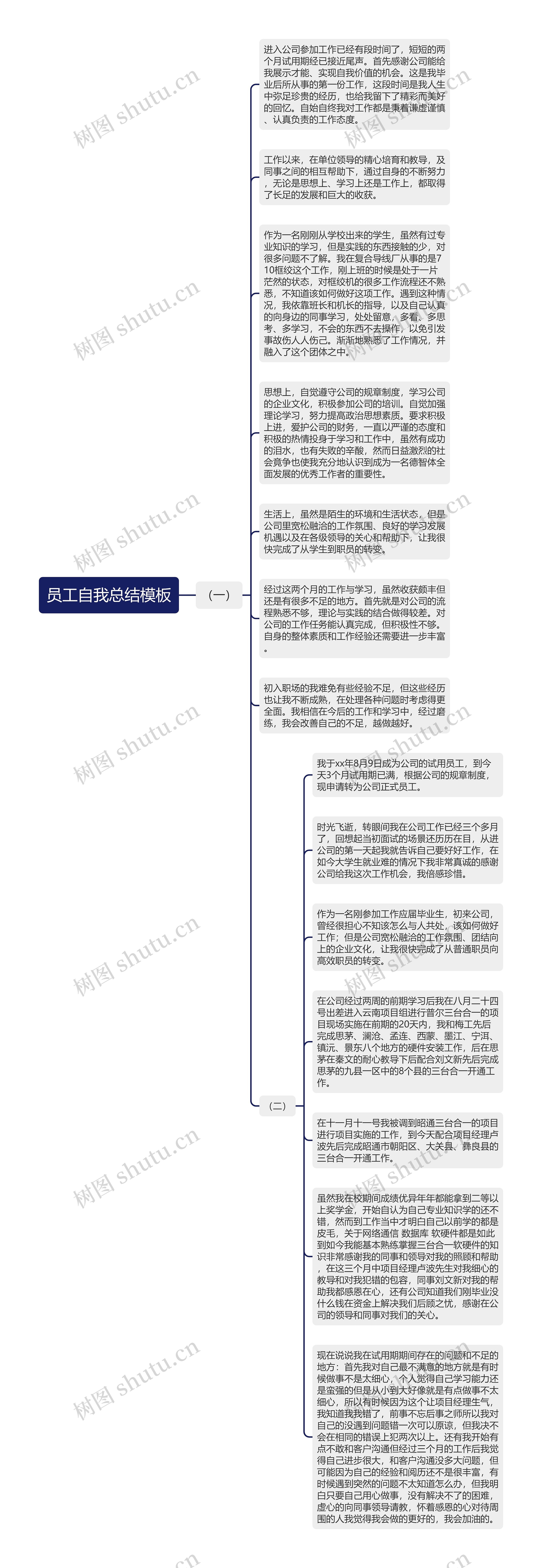 员工自我总结思维导图