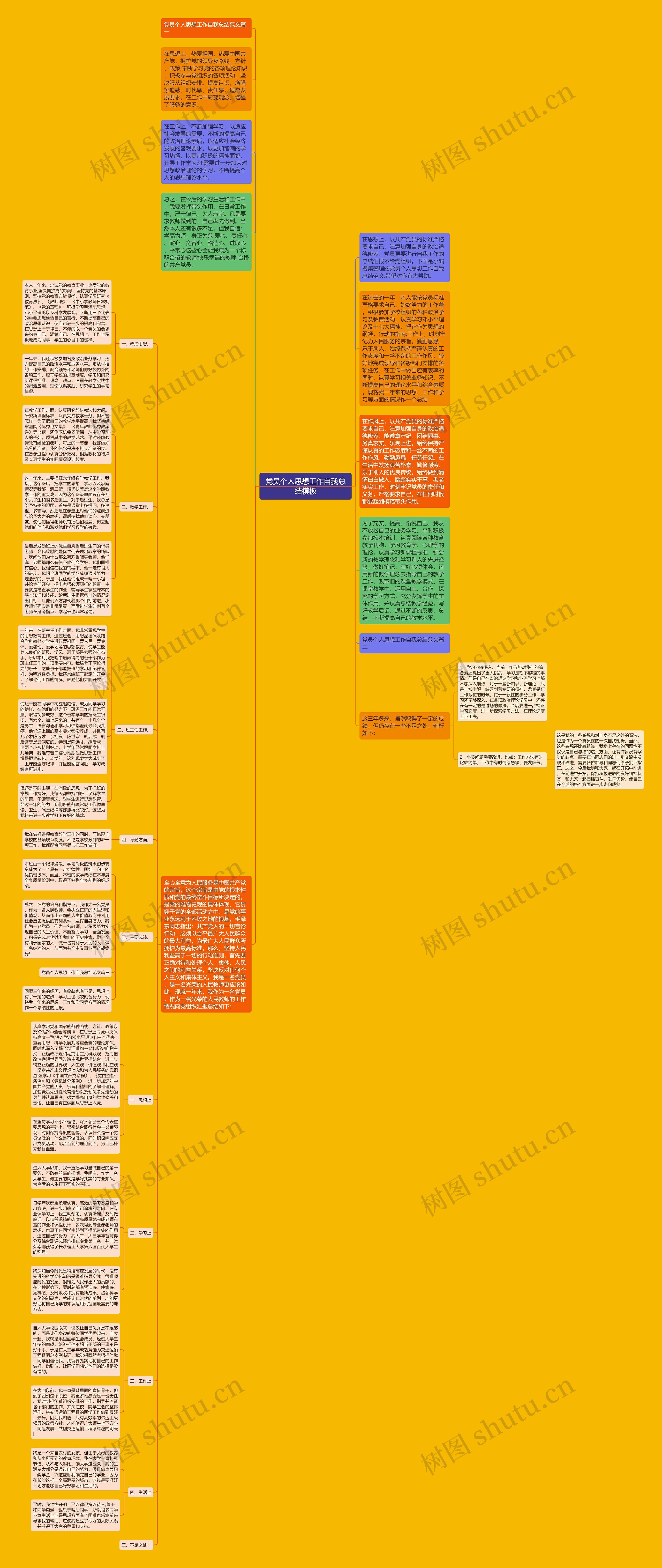 党员个人思想工作自我总结思维导图
