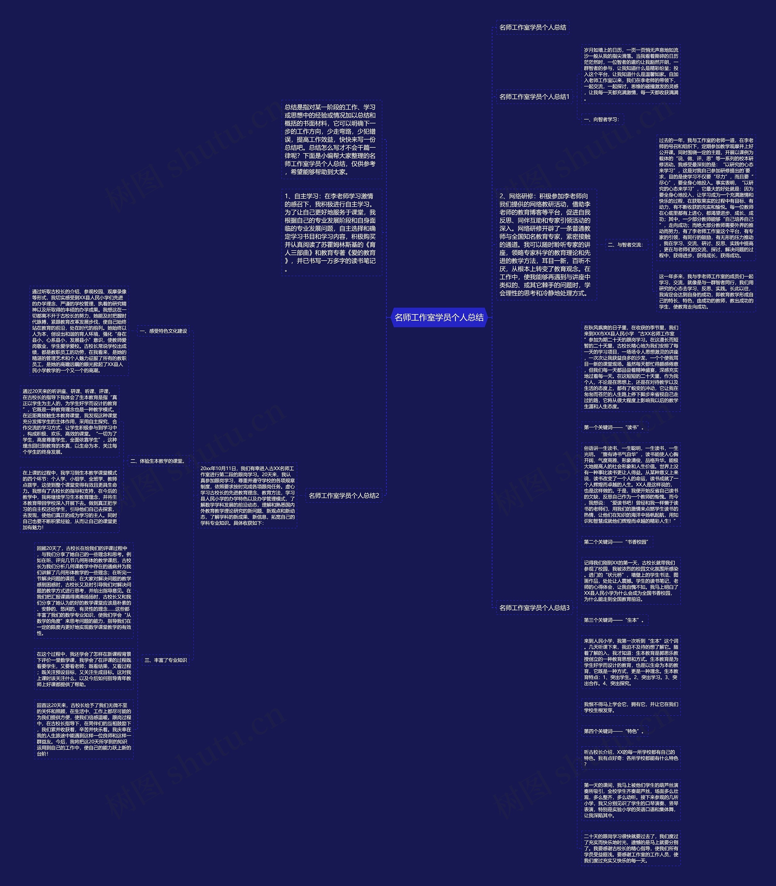 名师工作室学员个人总结思维导图