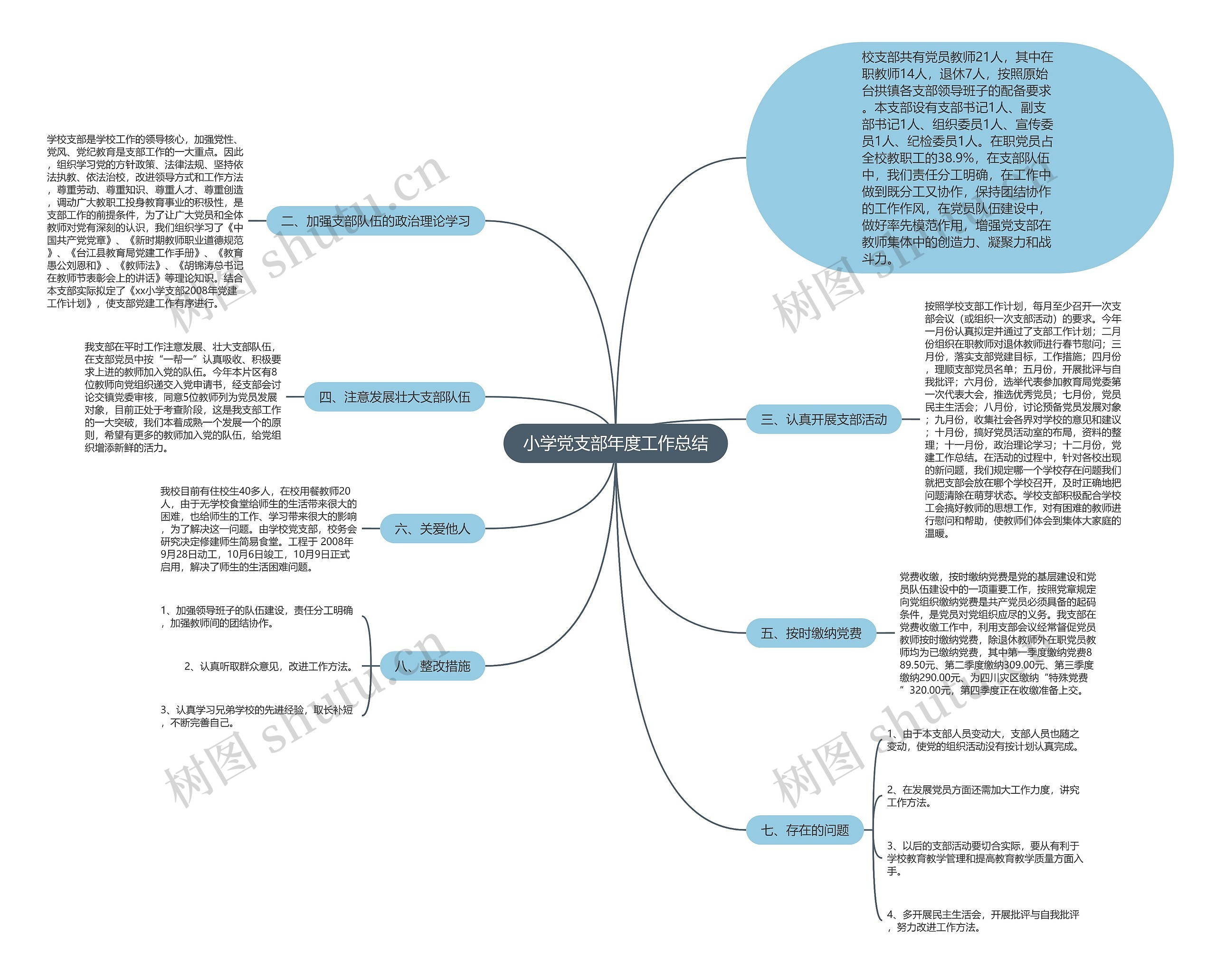 小学党支部年度工作总结思维导图