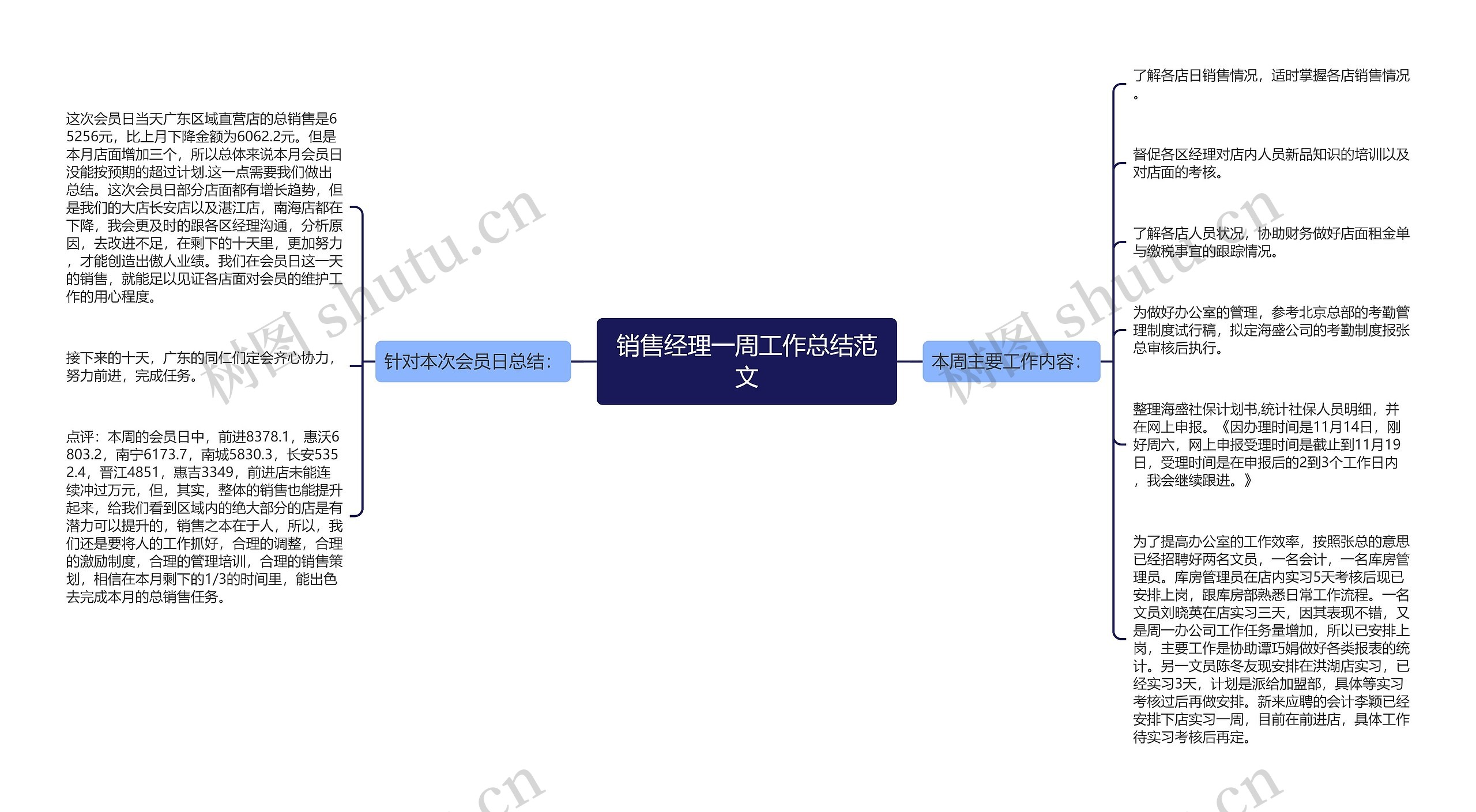 销售经理一周工作总结范文思维导图