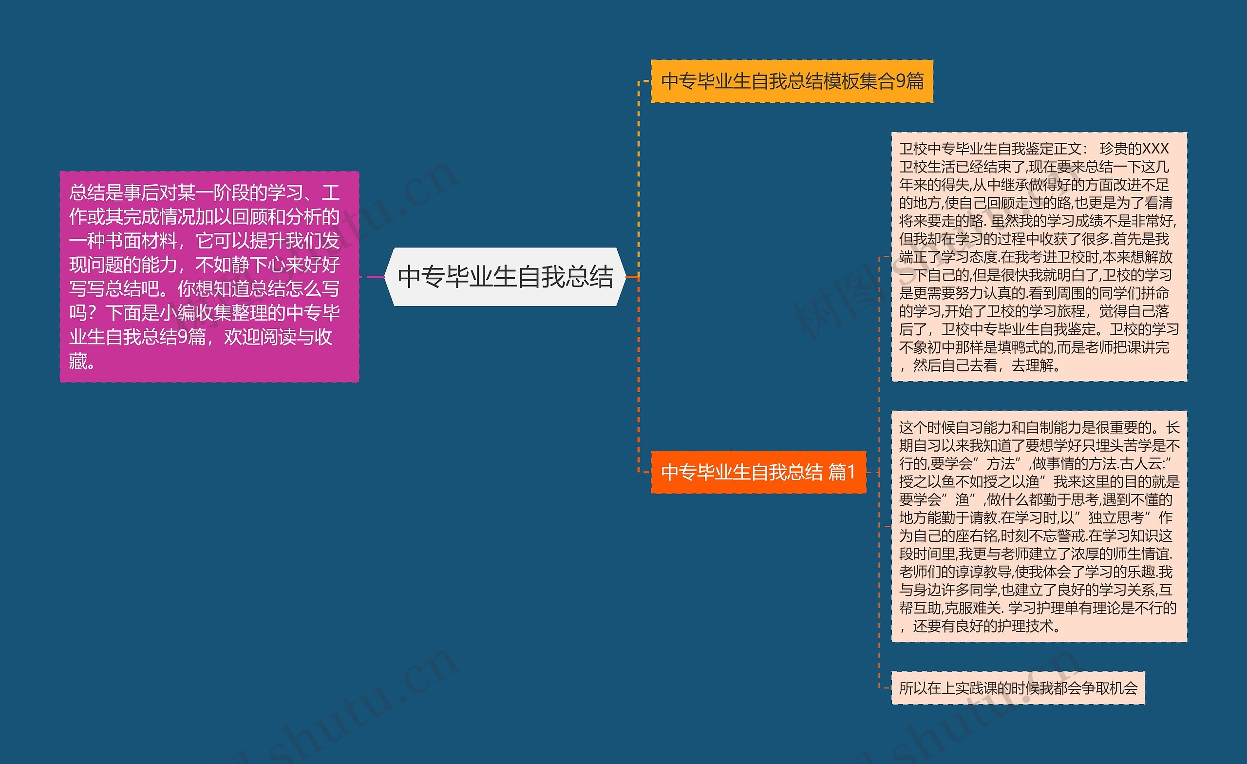 中专毕业生自我总结思维导图